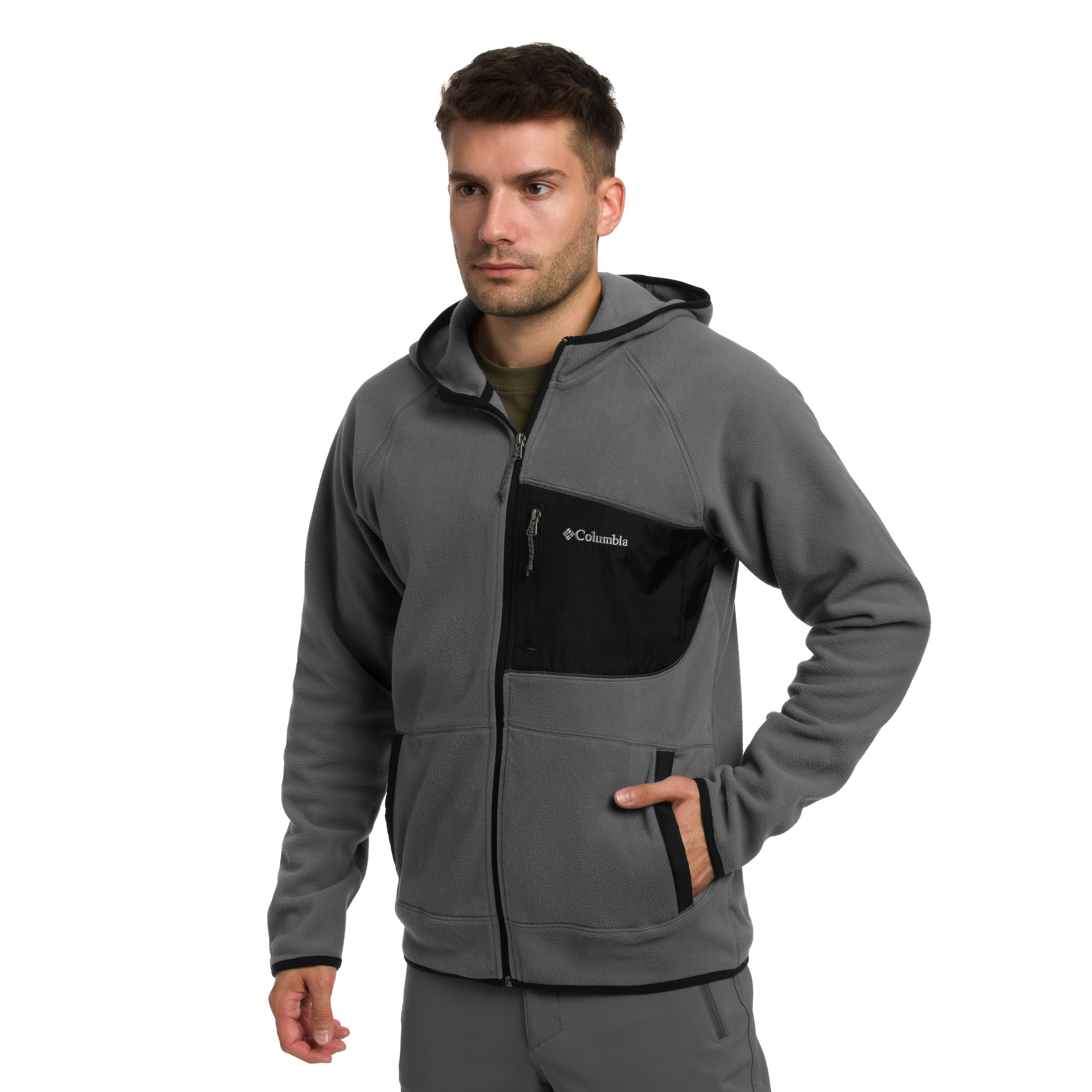 Columbia Fast Trek Overlay Hooded Fleece - City Grey/Black