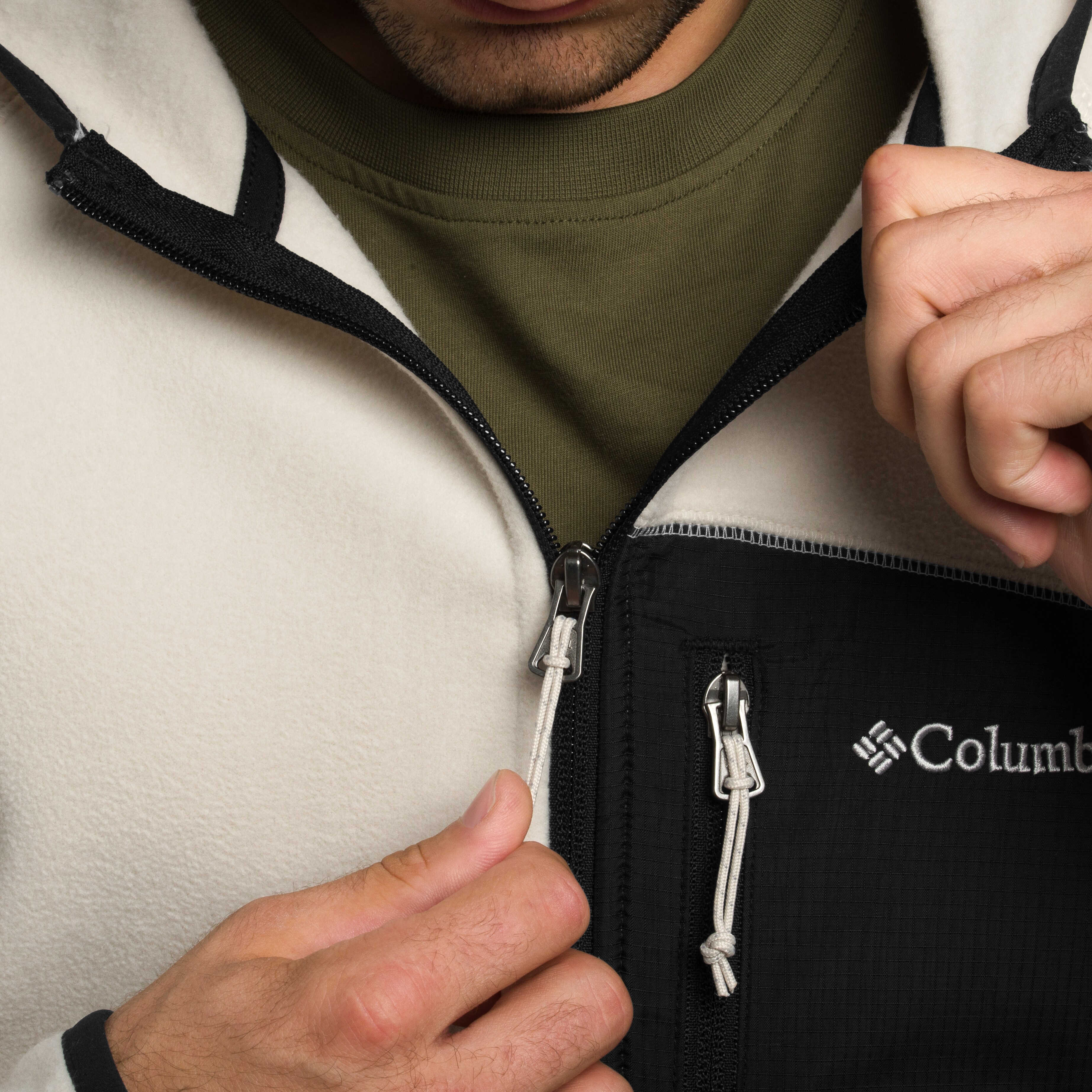 Columbia Fast Trek Overlay Hooded Fleece - Dark Stone/Black