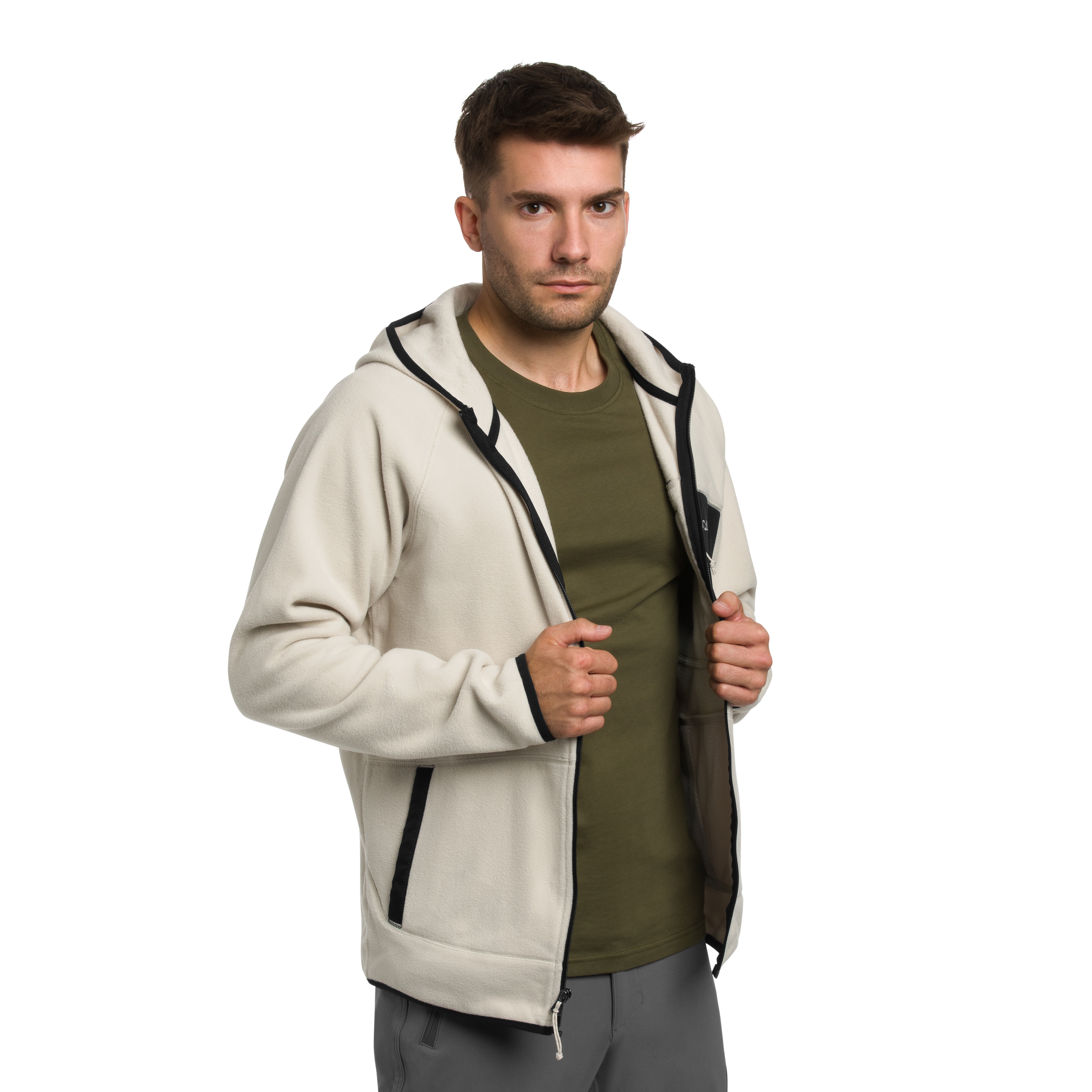 Columbia Fast Trek Overlay Hooded Fleece - Dark Stone/Black