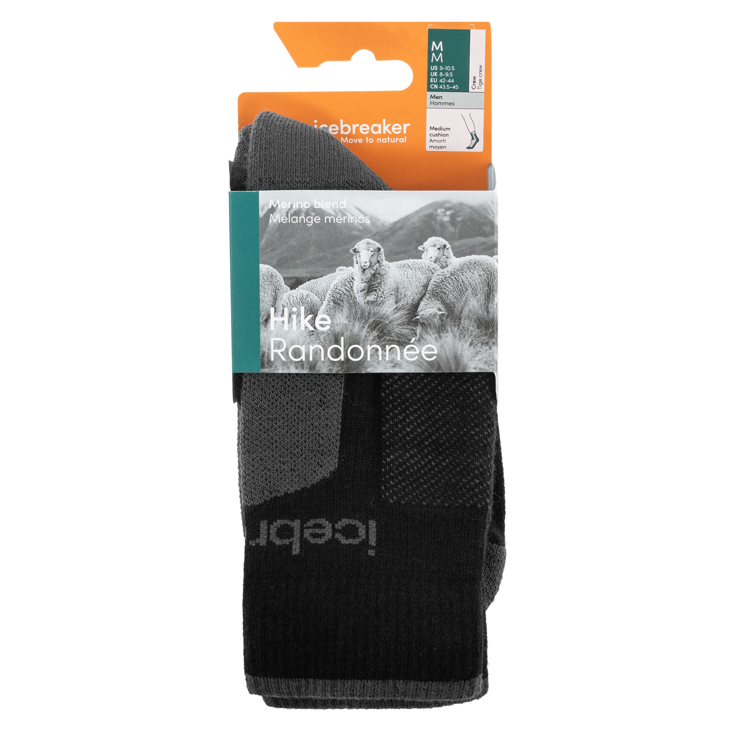 Icebreaker Merino Hike+ Medium Crew Merino Socks - Obsidian Black