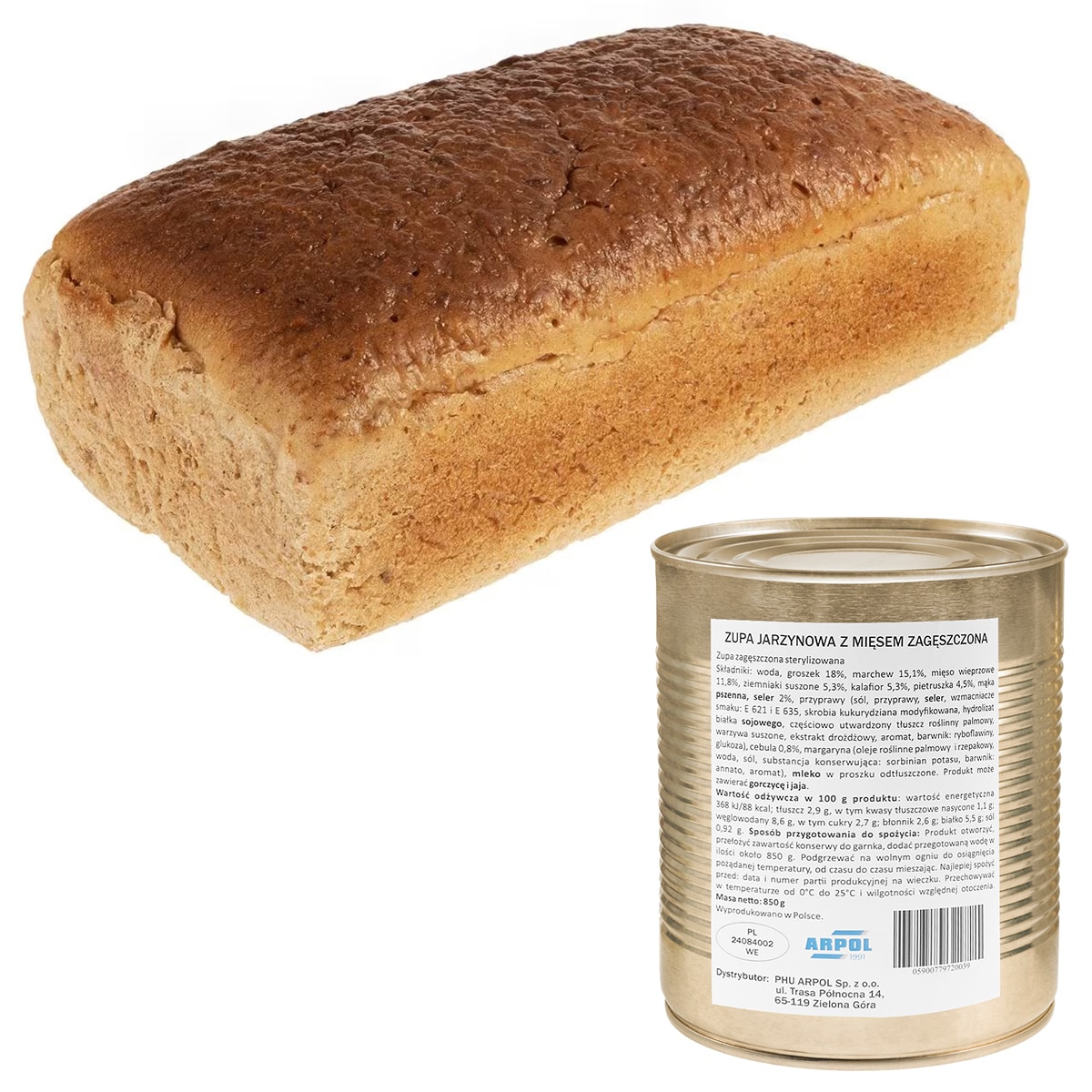 Rye bread 700 g + Arpol concentrated vegetable soup with meat 850 g - set