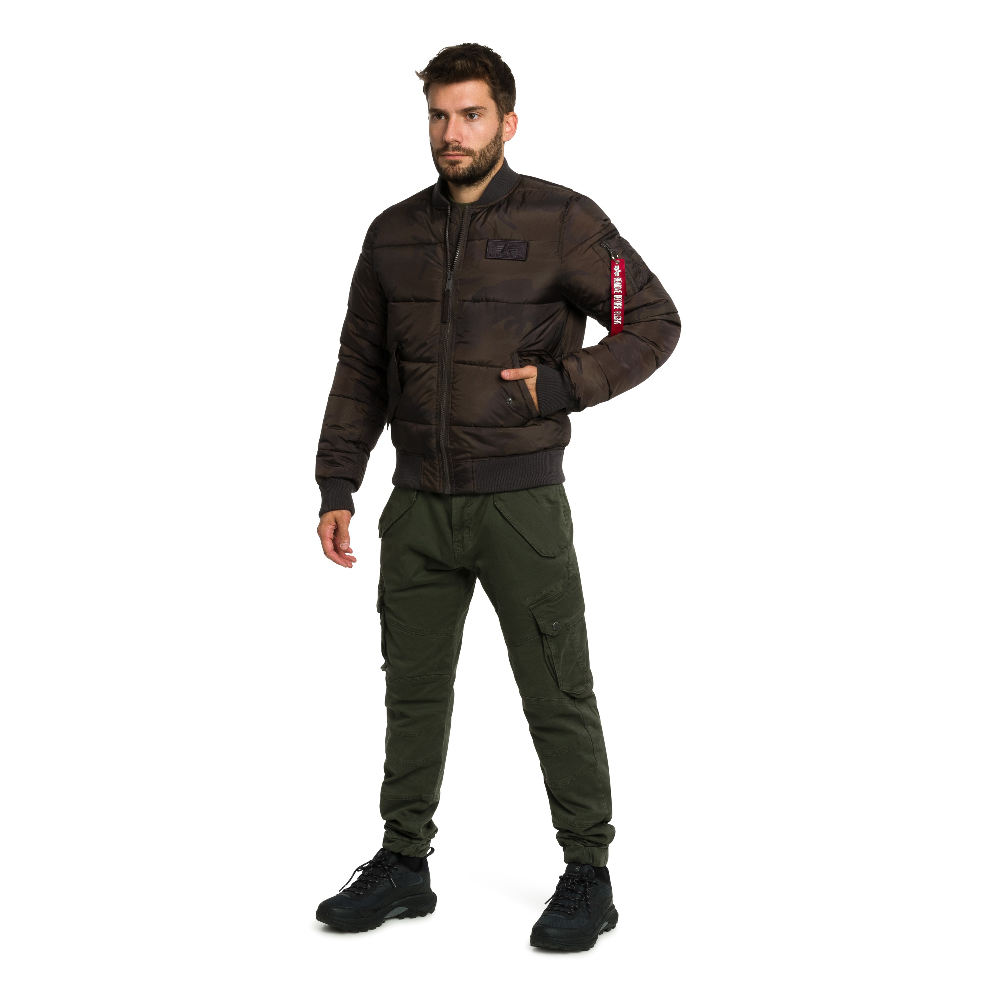 Alpha Industries MA-1 Puffer Bomber Jacket - Dark Olive Camo