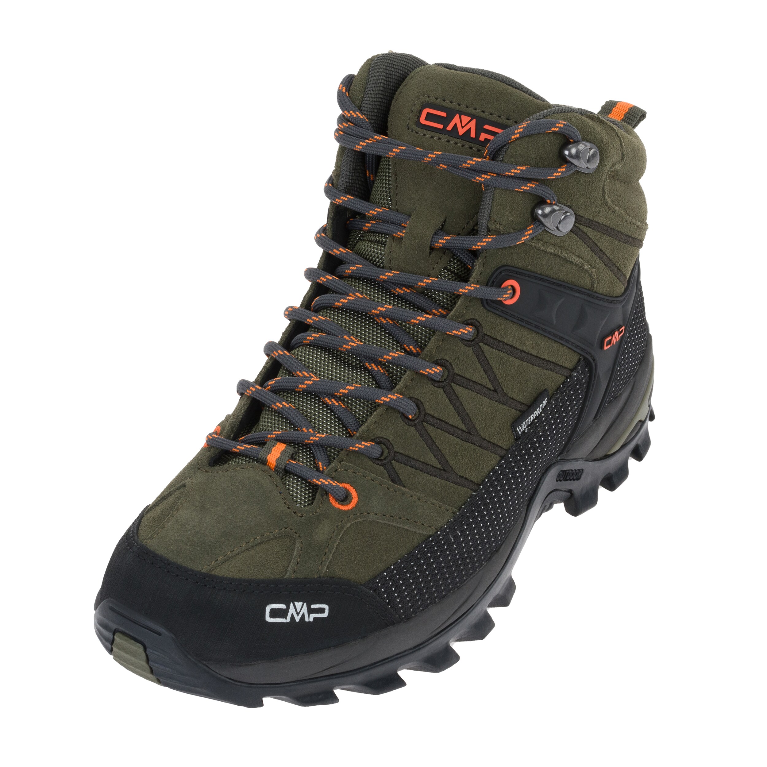 CMP Rigel Mid Waterproof Trekking Boots - Olive/Flame