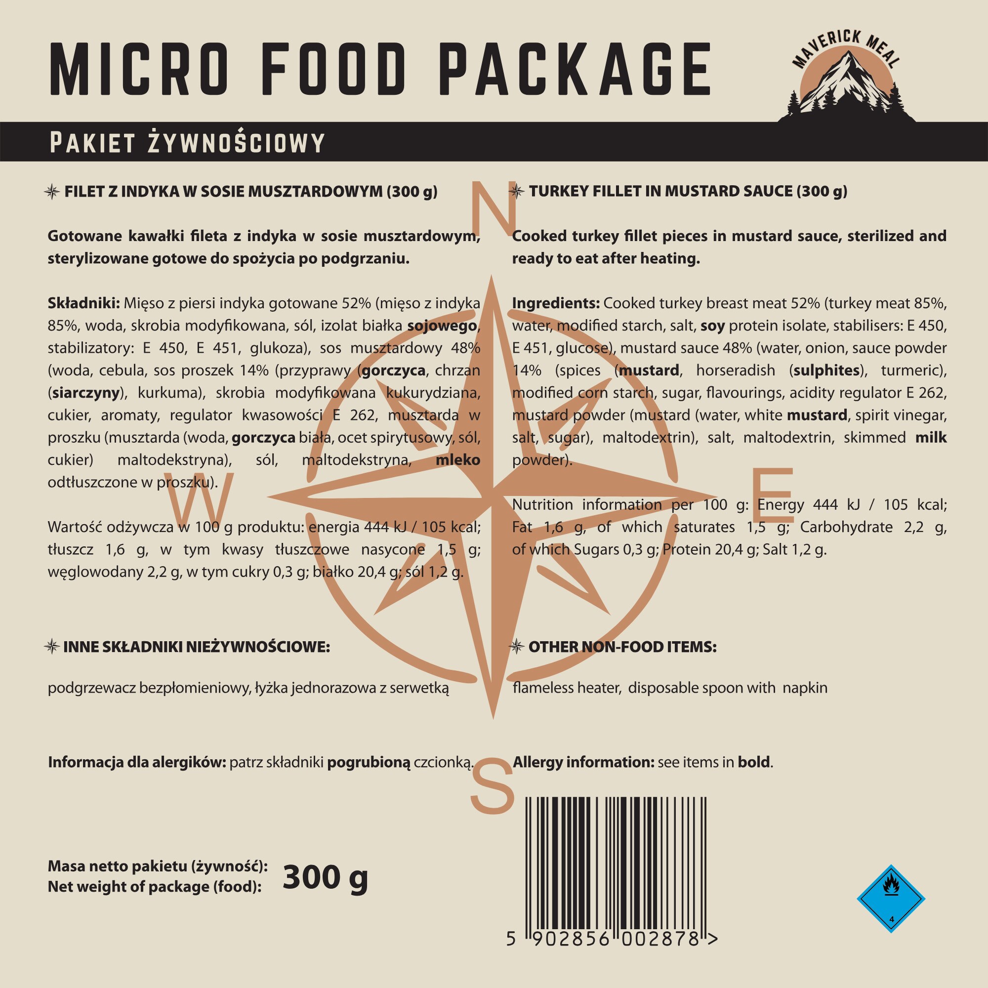 Maverick Food Micro Ready meal with flameless heater Turkey in mustard sauce - 300 g