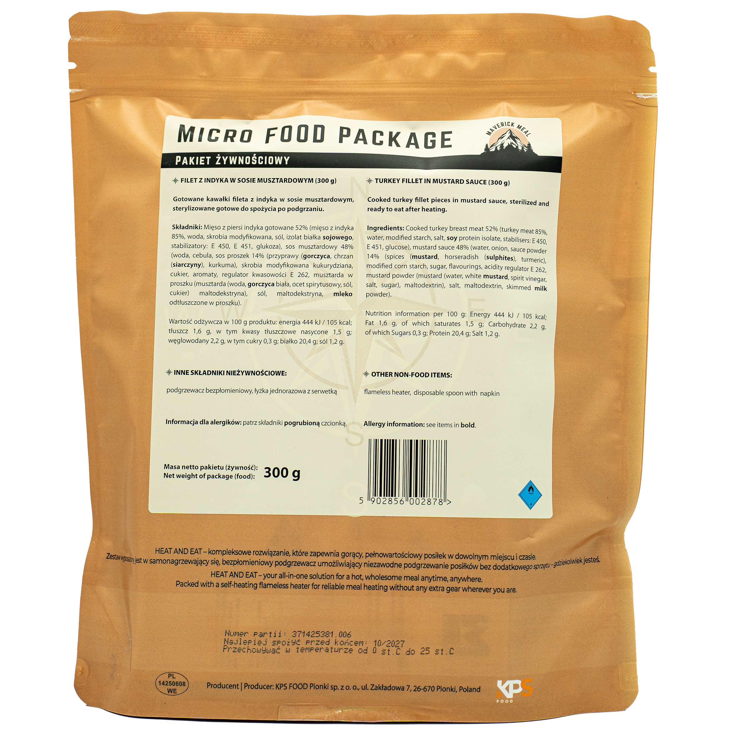 Maverick Food Micro Ready meal with flameless heater Turkey in mustard sauce - 300 g