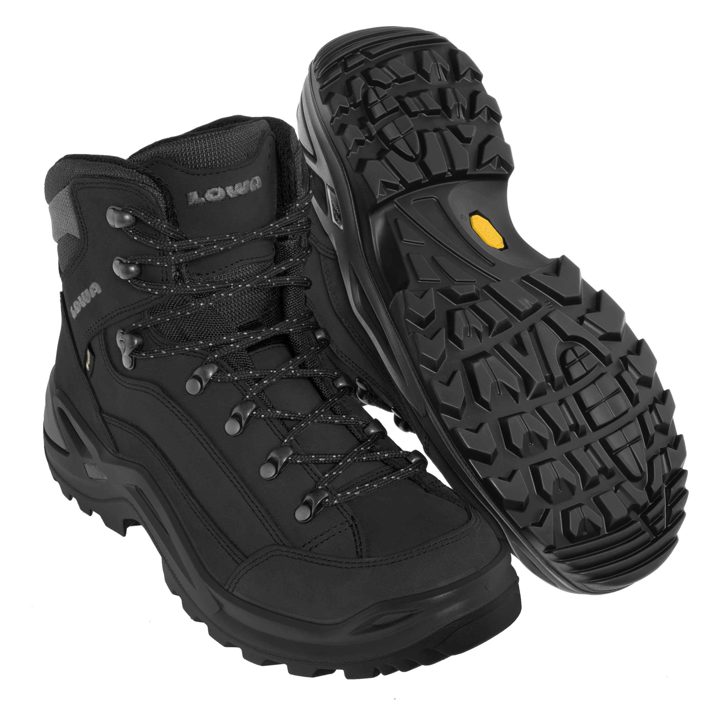 Lowa Renegade GTX MID Boots - Jet Black + Care Set Lowa for footwear cleaning - set