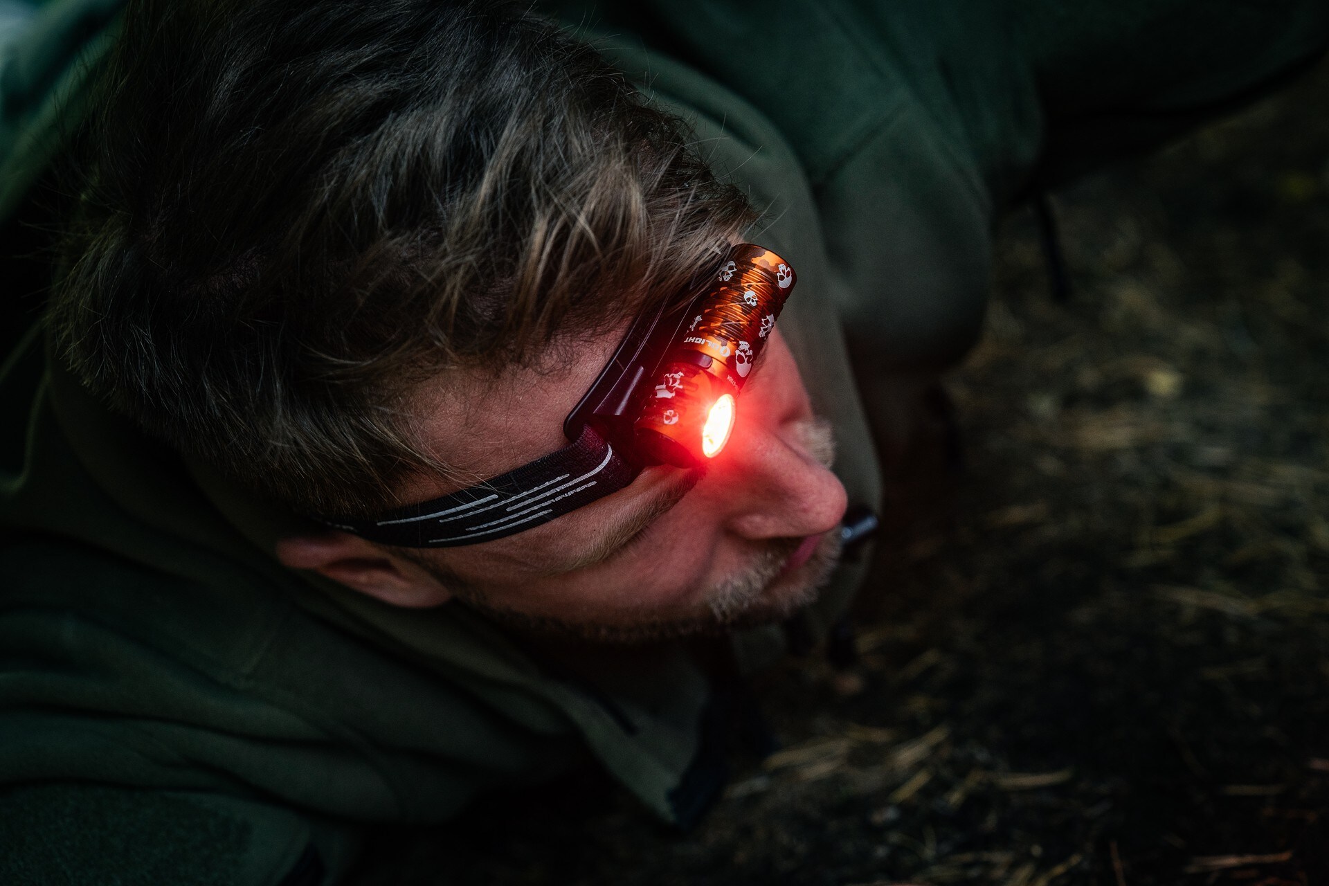 Olight Perun 3 Mini Cool White Ghost Blaze Head and Angle Flashlight with headband - 1250 lumens