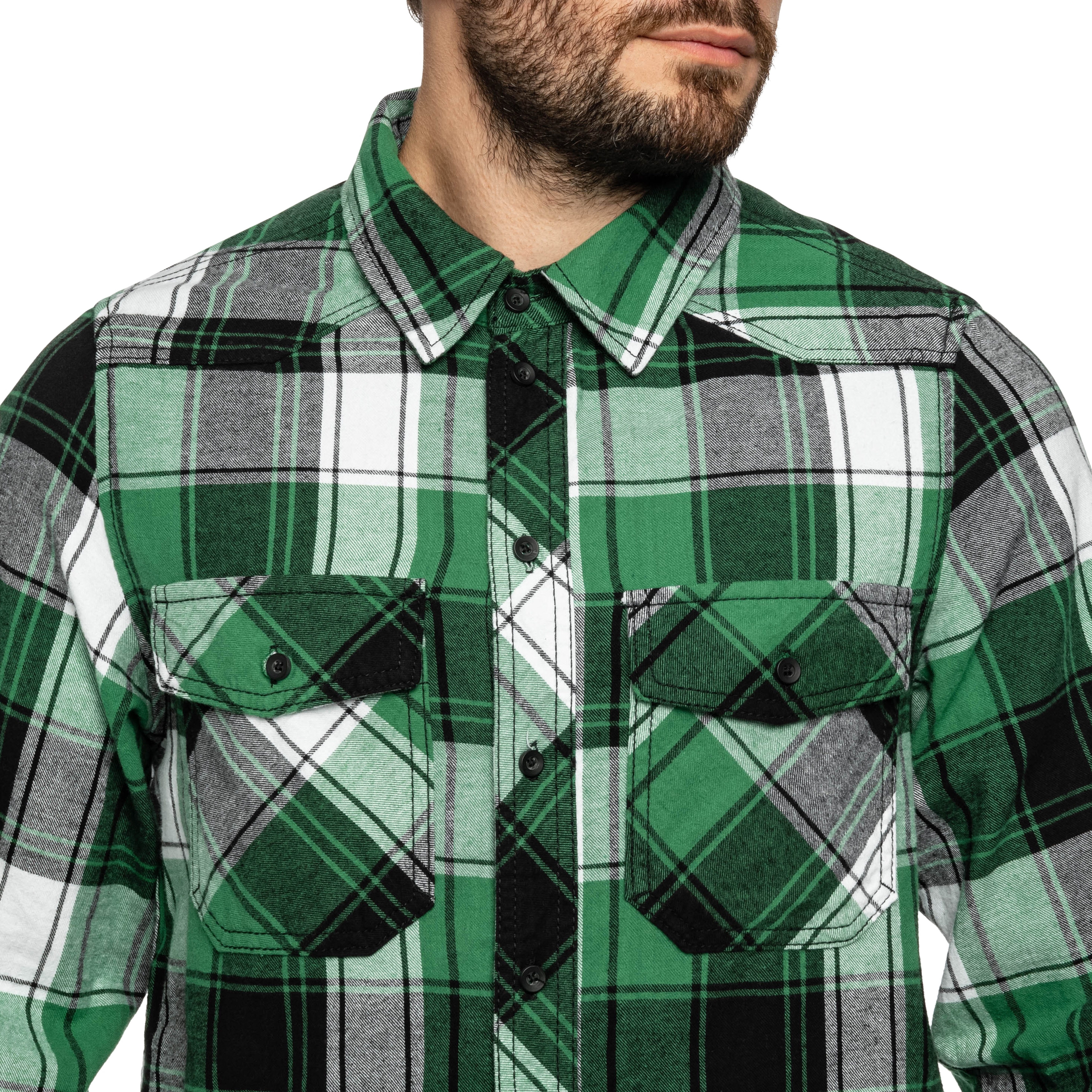Brandit Check Shirt - Green/Black/White