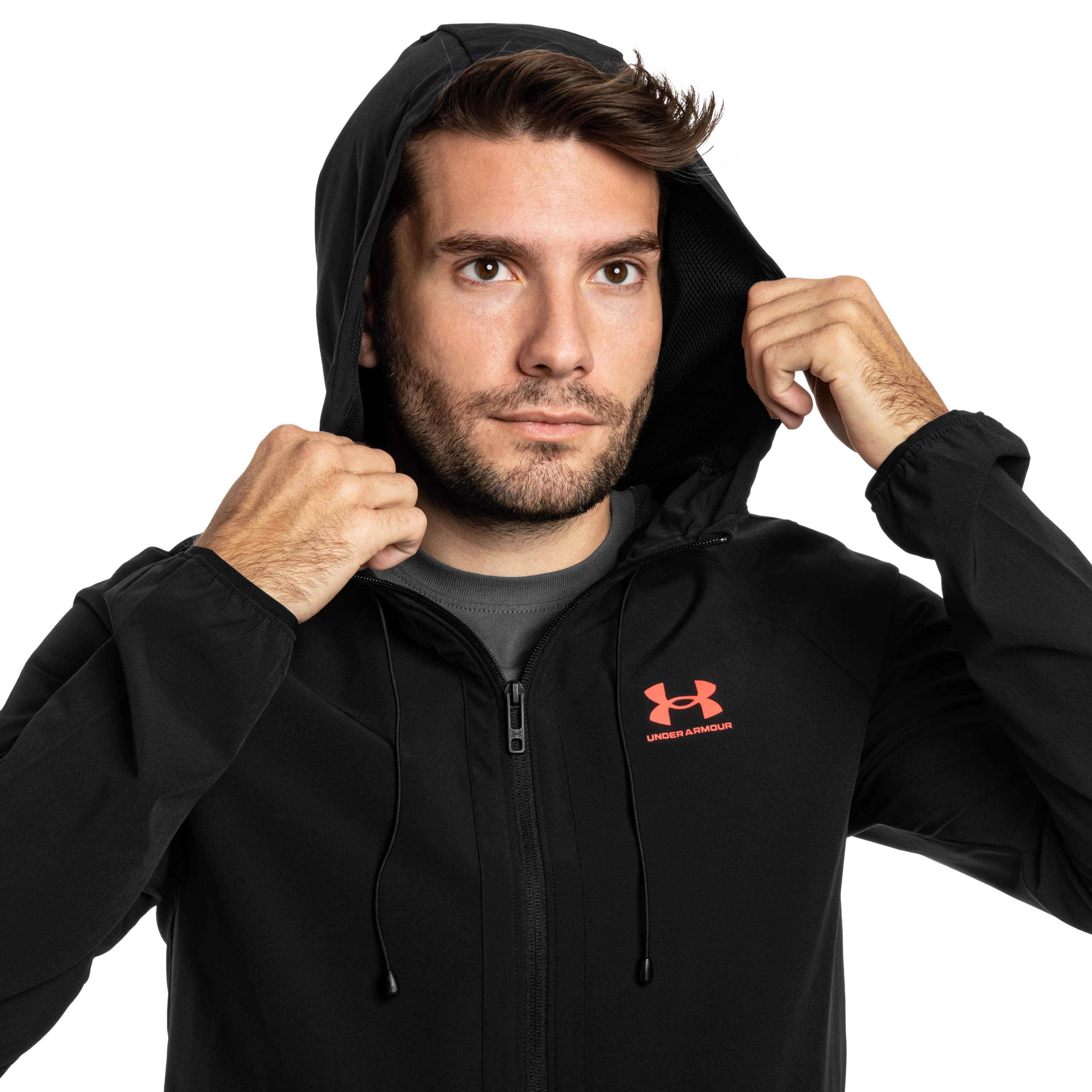 Under Armour UA Stretch Woven Jacket - Black/Racer Red