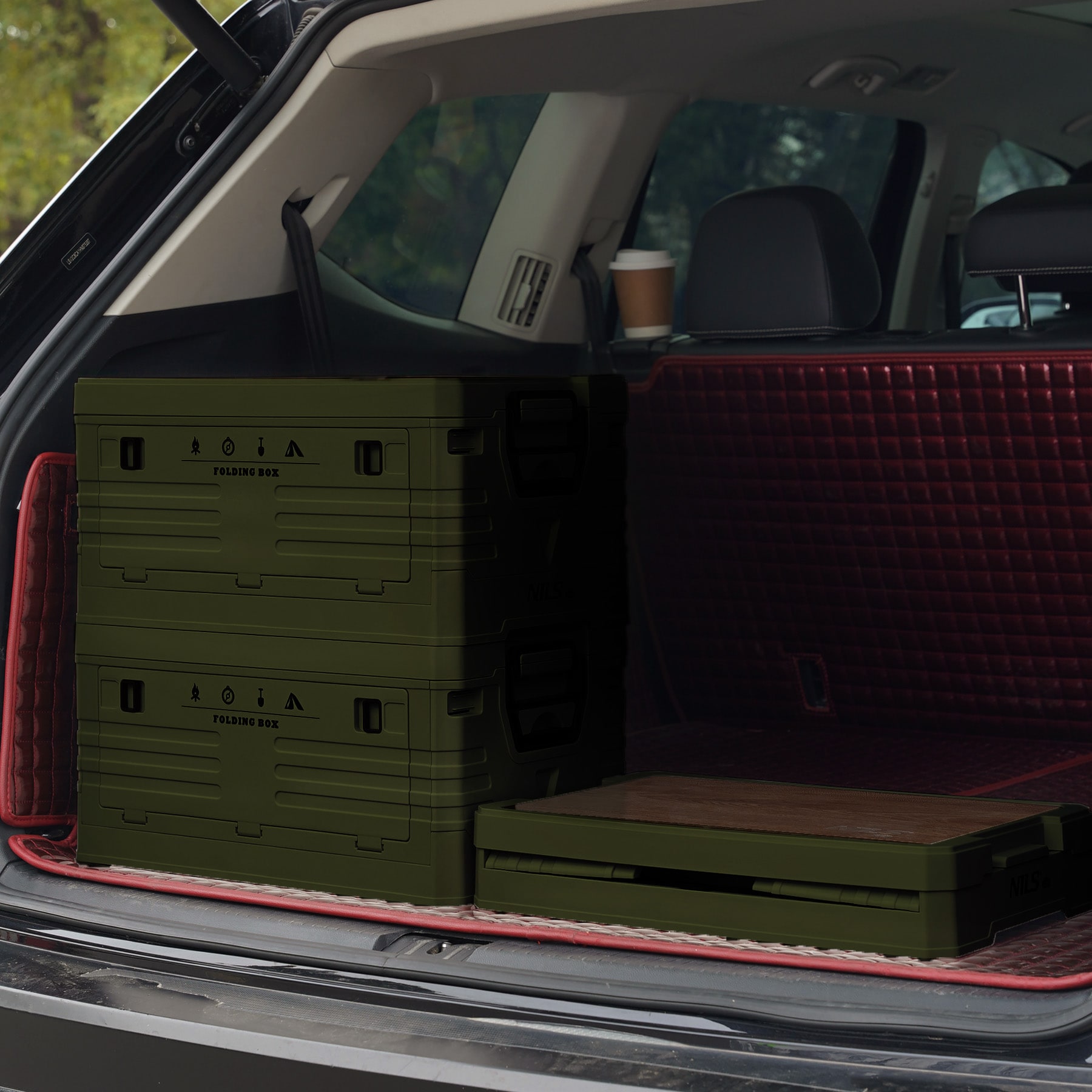 Nils Camp NCB4002 Transport box with wooden top 32 l - Green