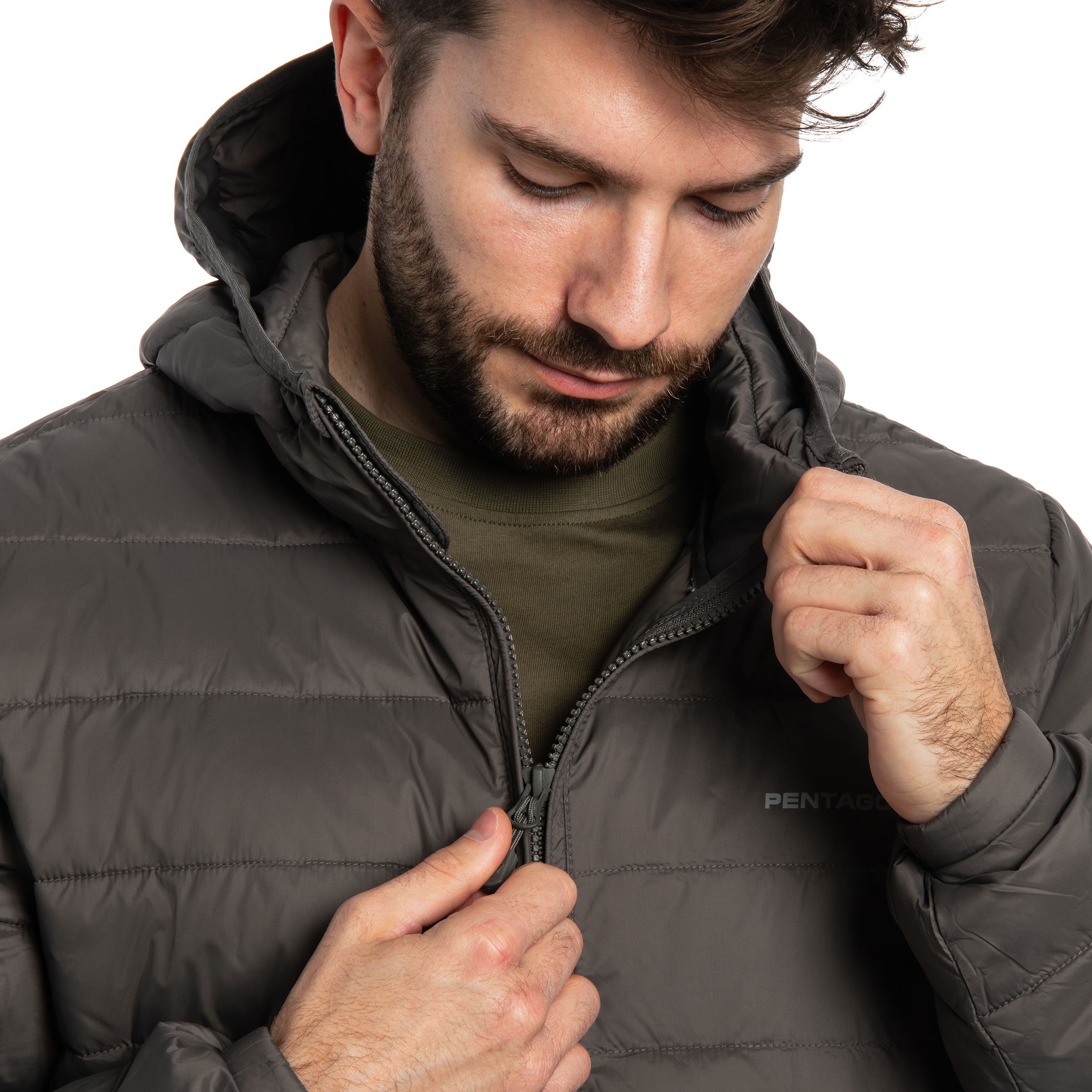 Pentagon Aurora 2.0 Puffer Hooded Jacket - Cinder Grey
