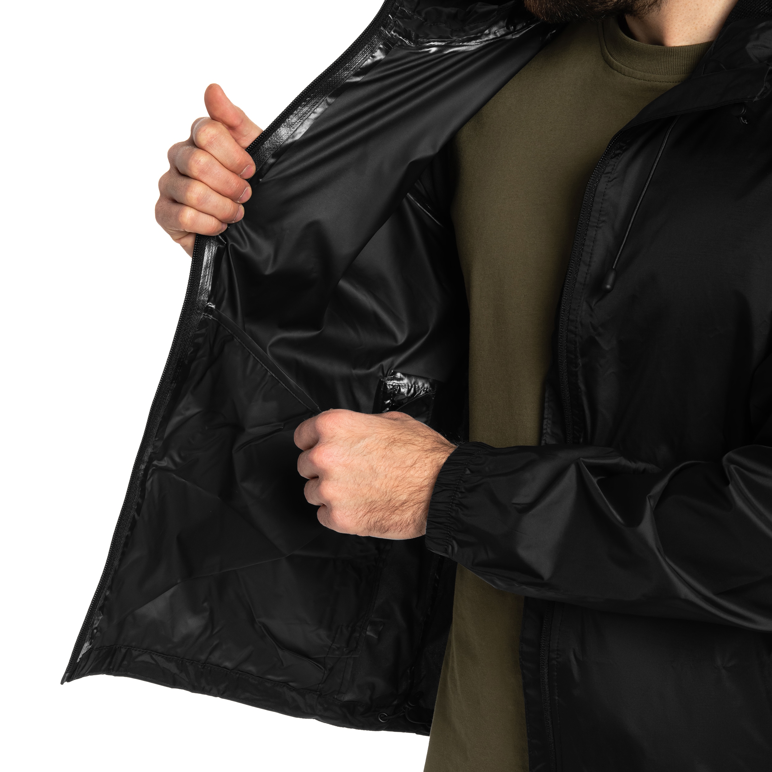 Mil-Tec Wet Weather Jacket Quickpack Jacket - Black