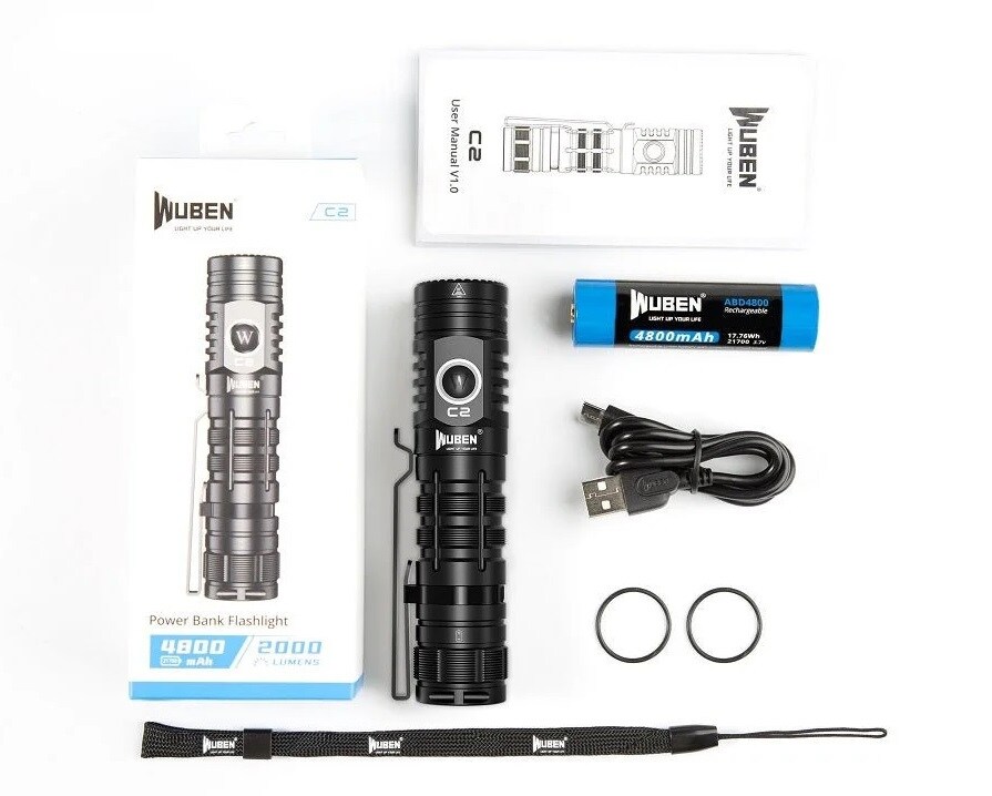 Wuben C2 Power Bank Flashlight - 2000 lumens