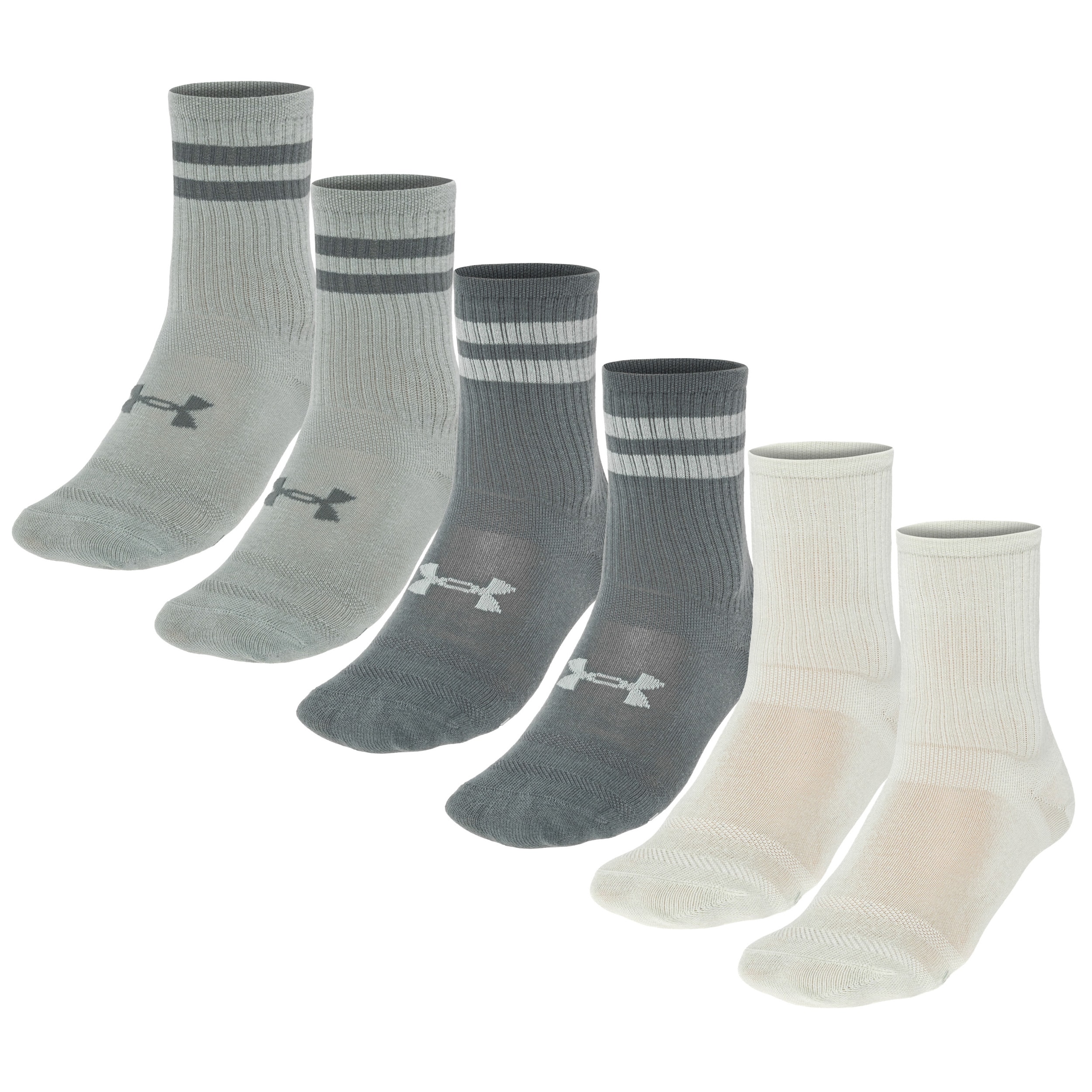Under Armour Essential Crew Socks Titanium / Clay Green - 6 pairs