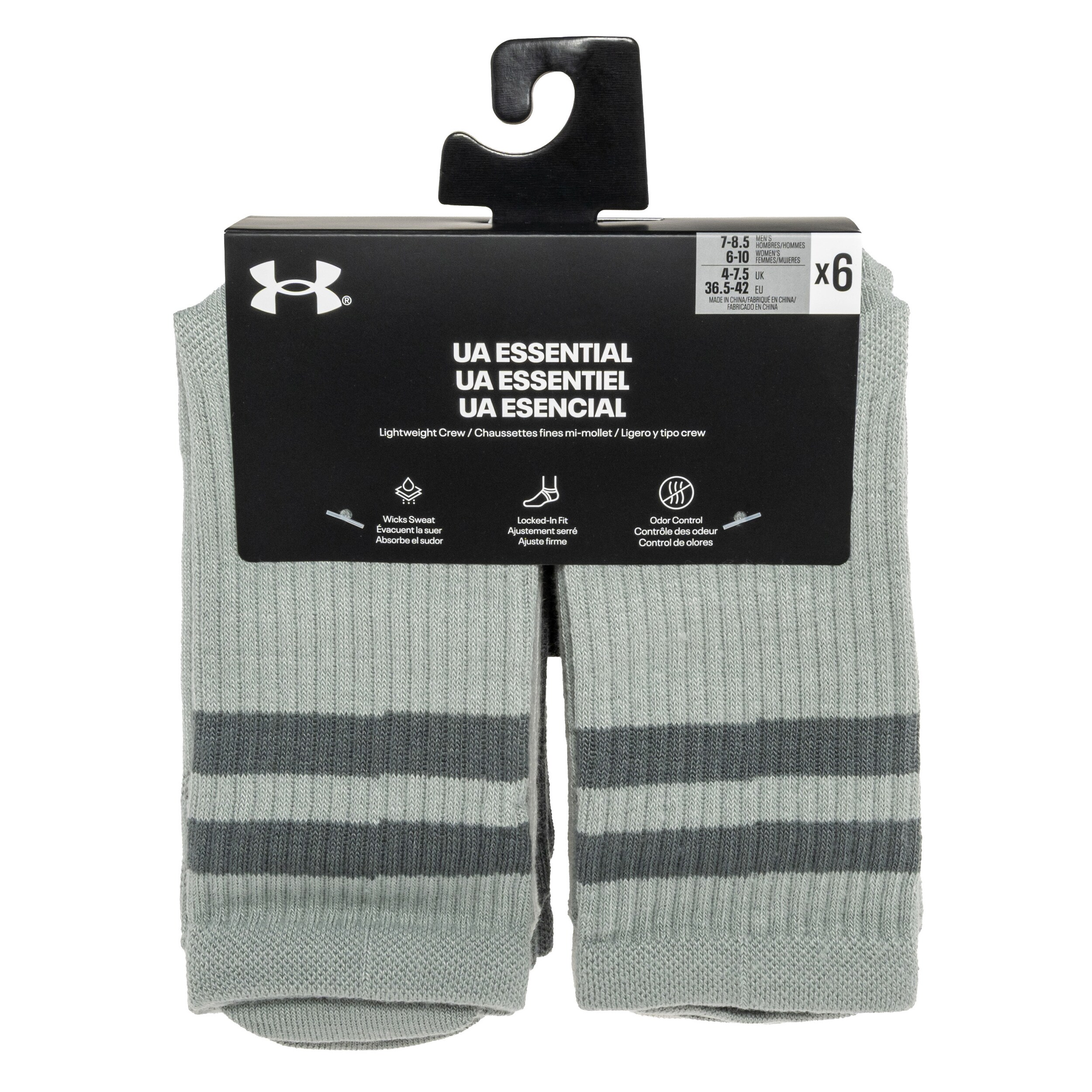 Under Armour Essential Crew Socks Titanium / Clay Green - 6 pairs