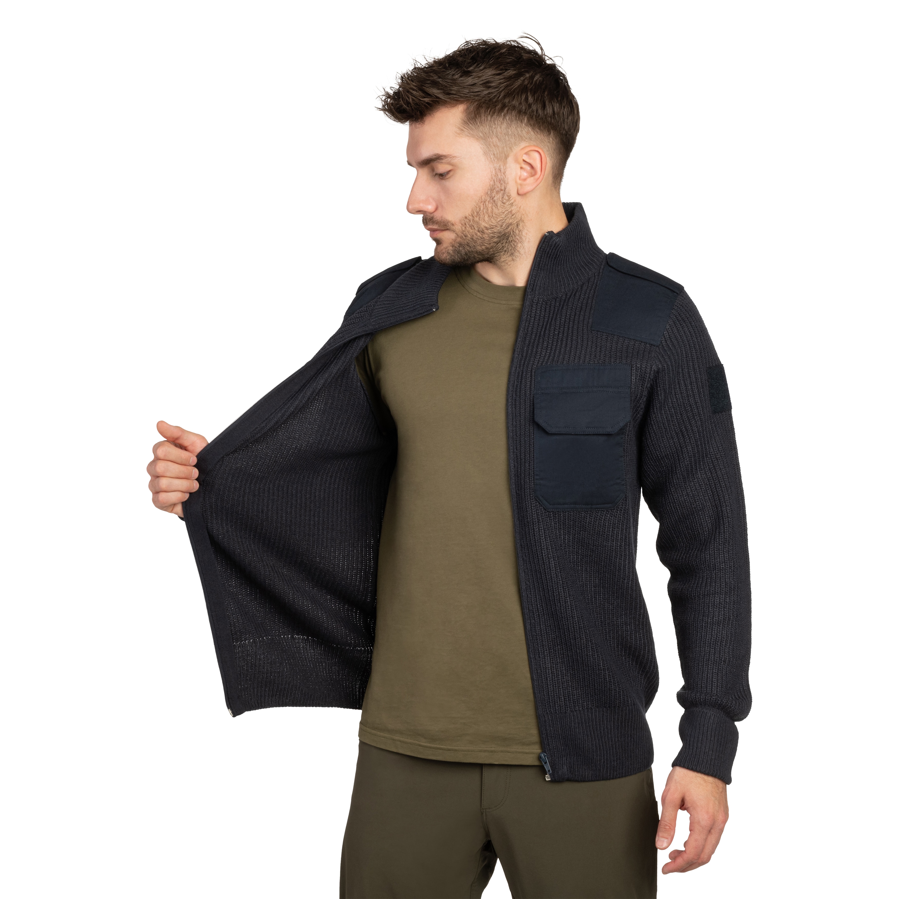 Brandit BW Cardigan Sweater - Navy