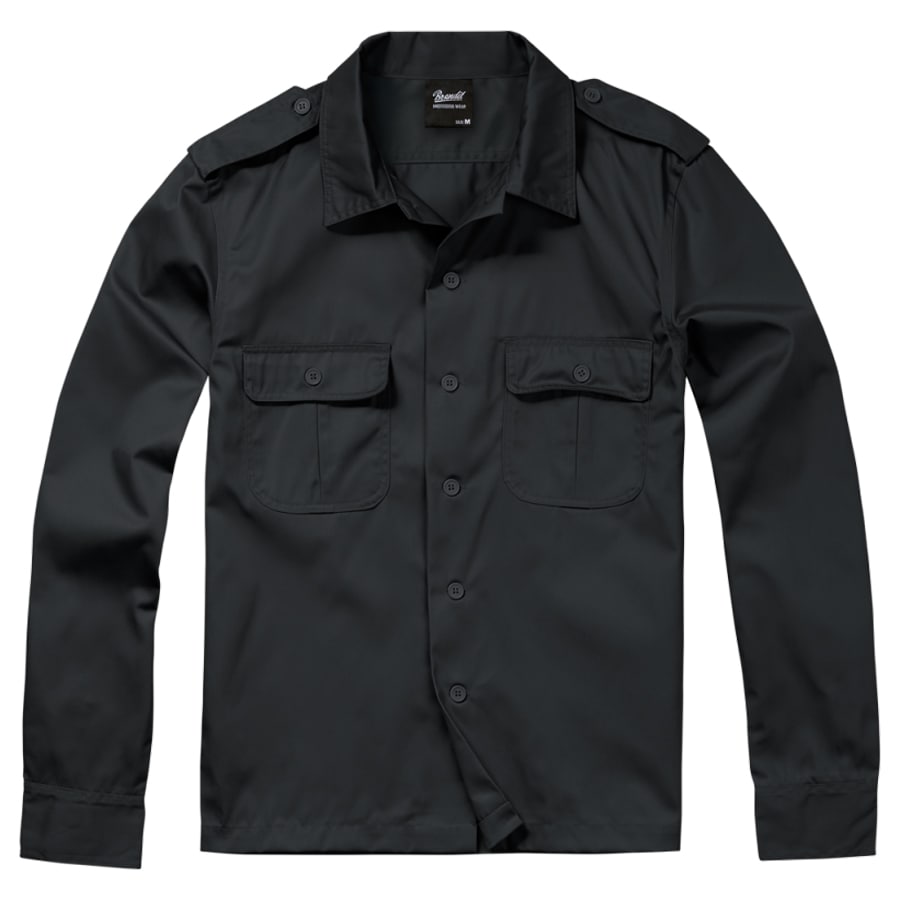 Brandit US Hemd Long Sleeve Shirt - Black