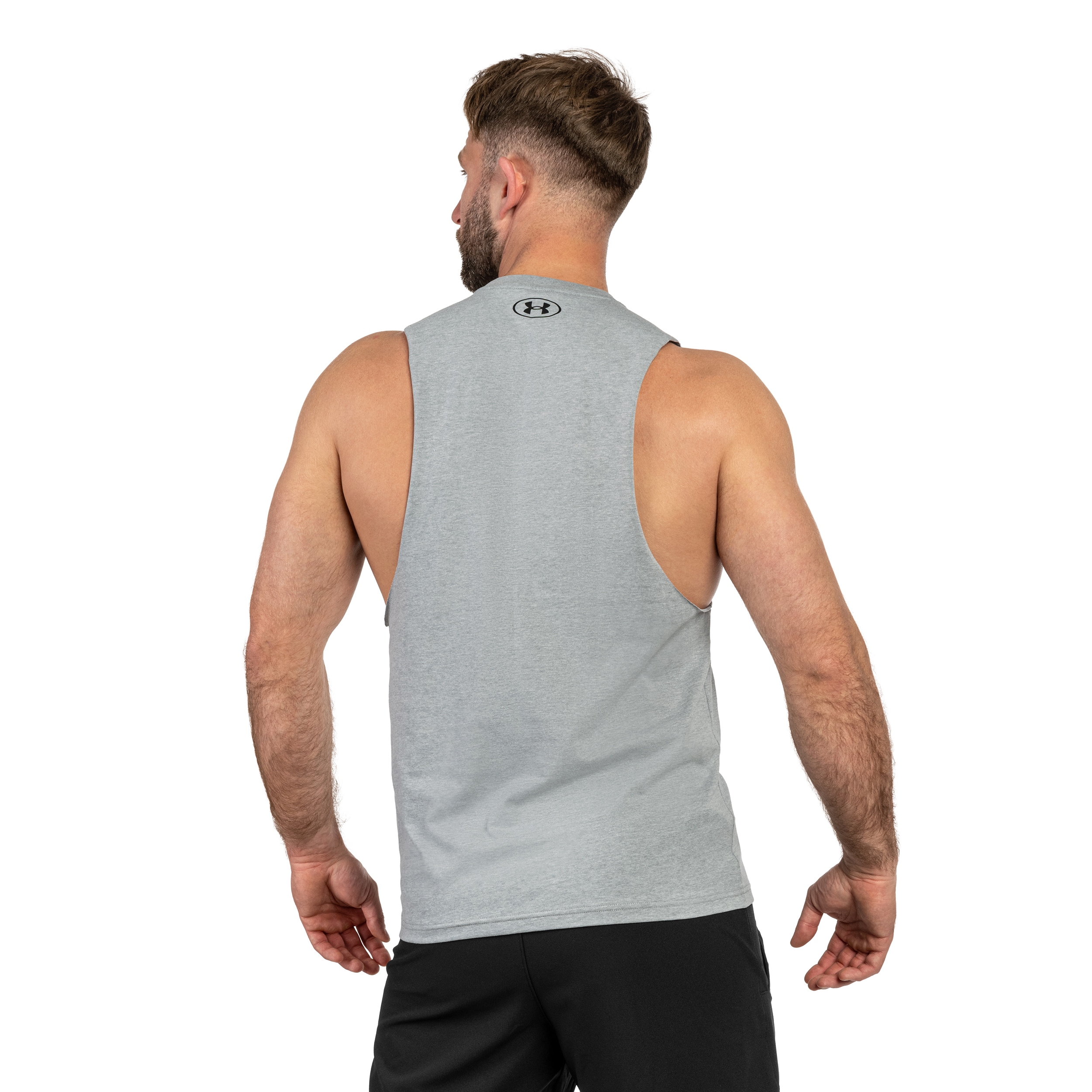 Under Armour Left Chest Cut-Off Tank Top - Steel Light Heather/Black