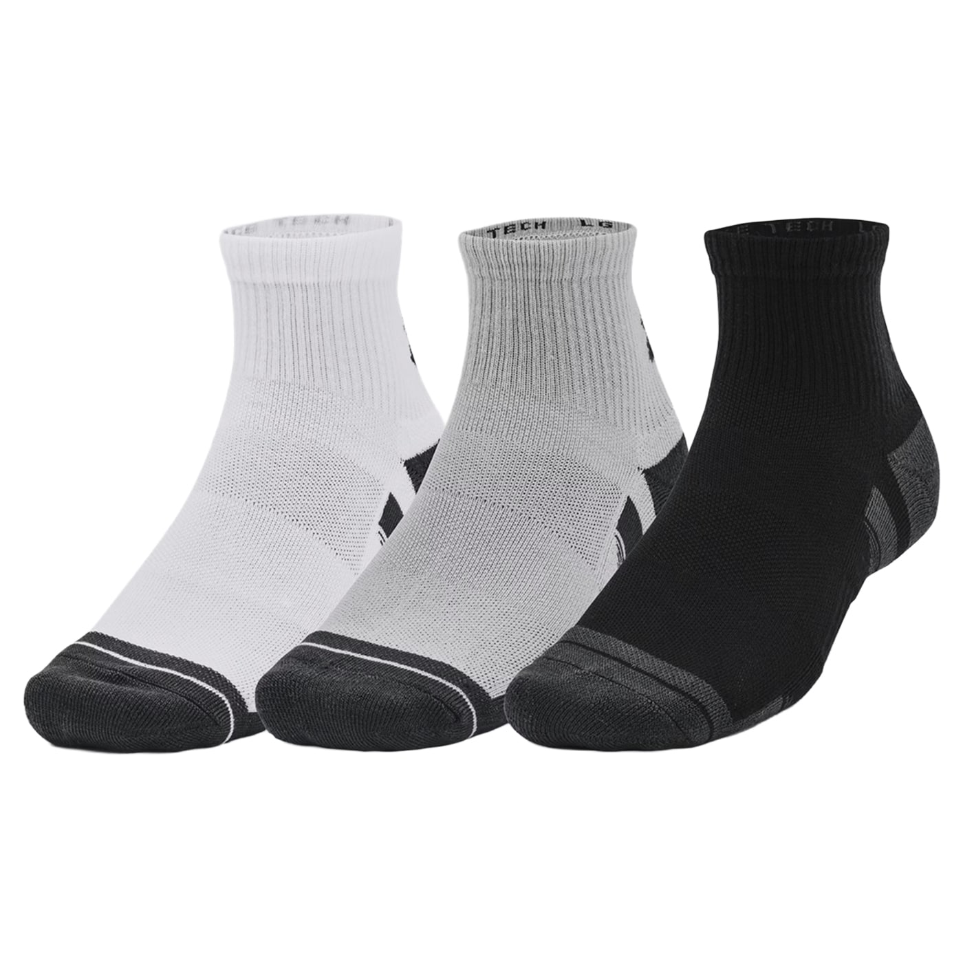 Under Armour Performance Tech Mid Cut Mod Socks Gray/White/Jet Gray - 3 pairs