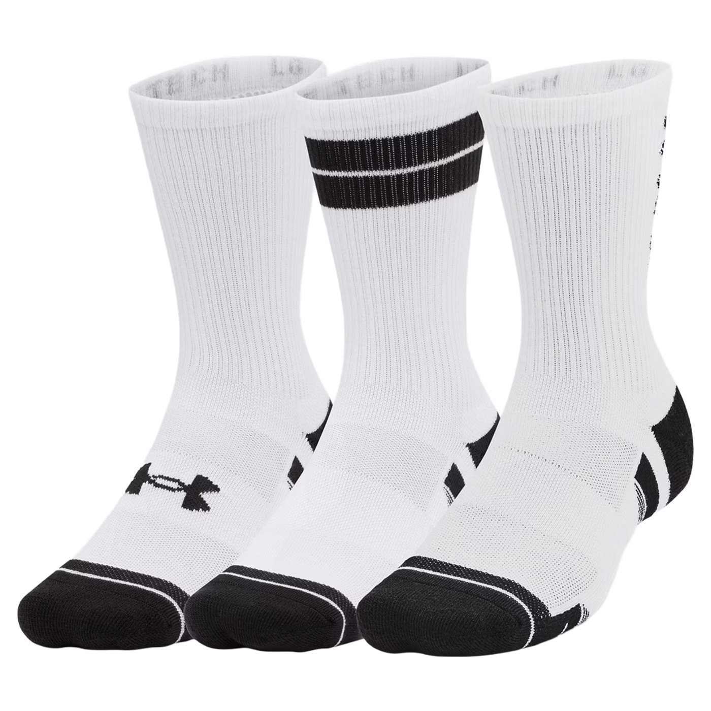 Under Armour Performance Tech Socks White/Black - 3 pairs
