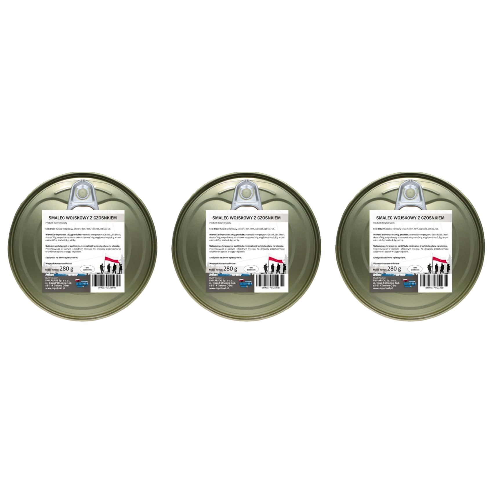 Arpol Canned Food - Military lard with garlic 280 g - 3 pcs.