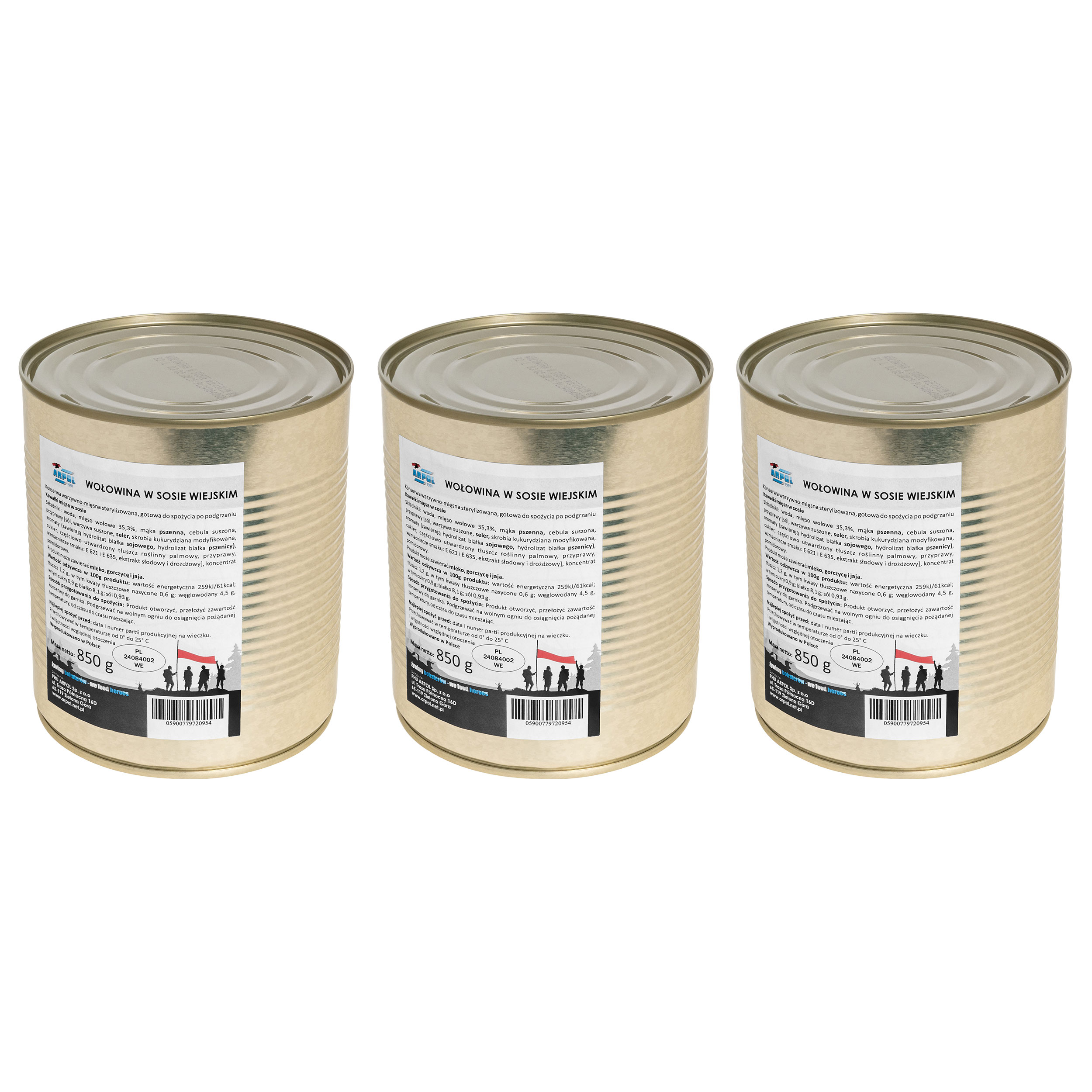 Arpol Canned Food - Beef in country-style sauce 850 g - 3 pcs.