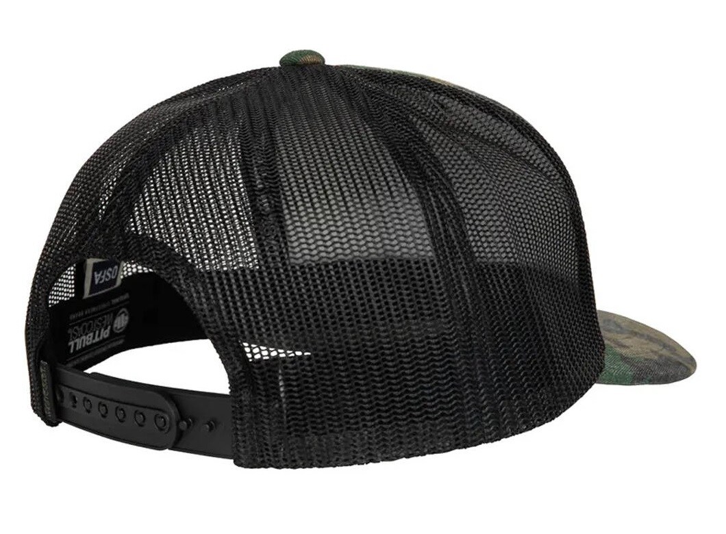 Pitbull Snapback Trucker Blood Dog Cap - Woodland Camo