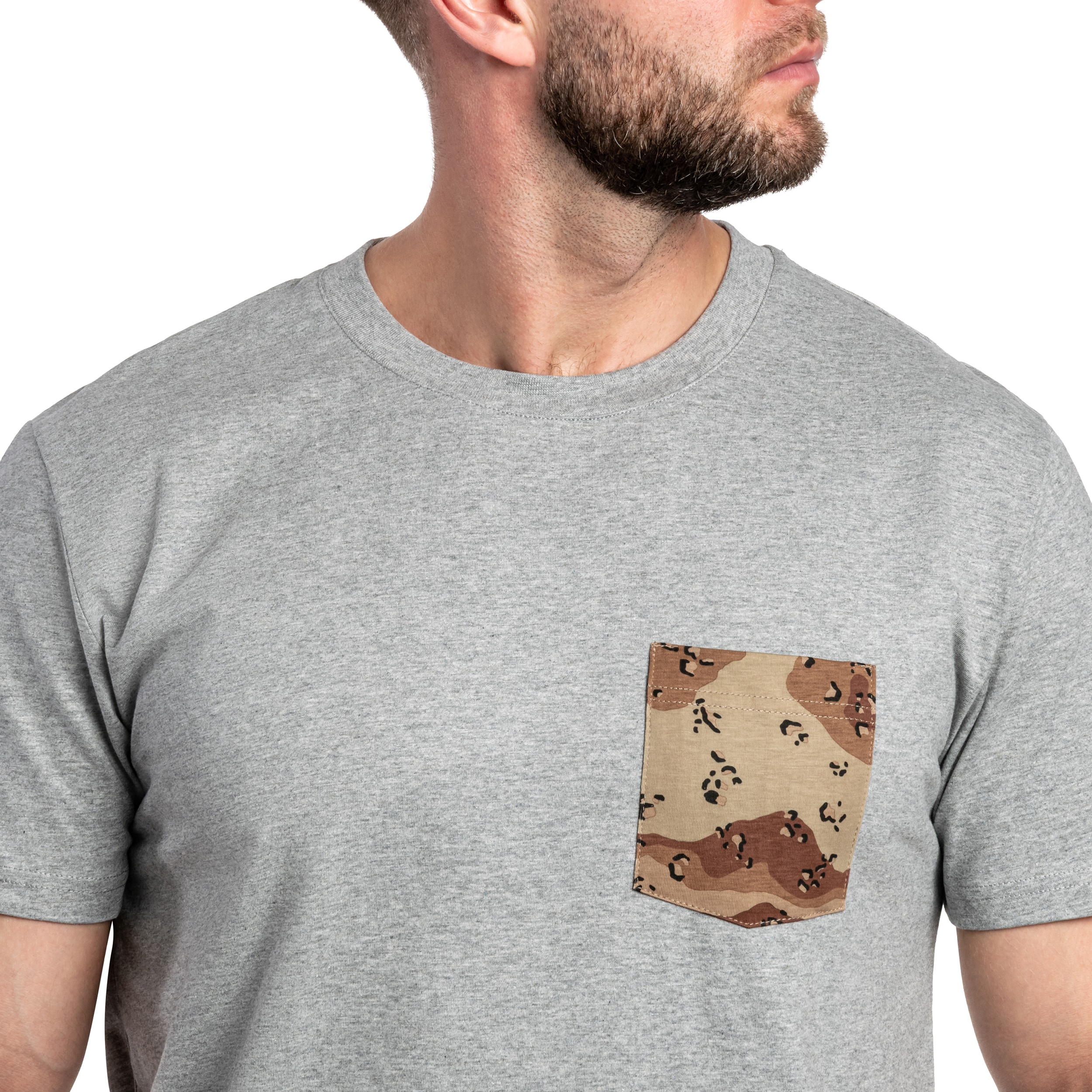 Helikon-Tex T-Shirt - Mid Grey Melange/6 Color Desert Pocket