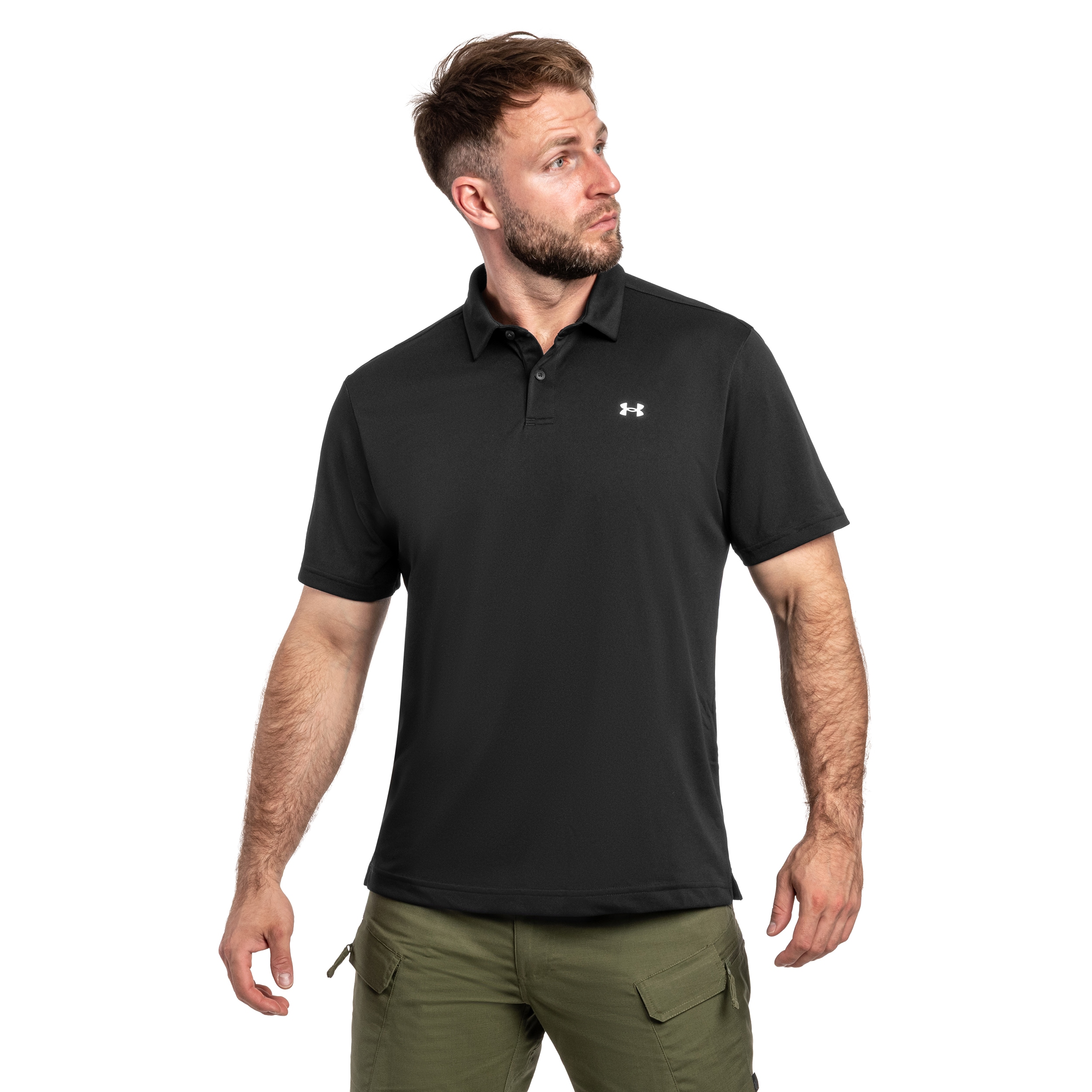 Under Armour Tee To Green Pique Thermal Polo Shirt - Black/White