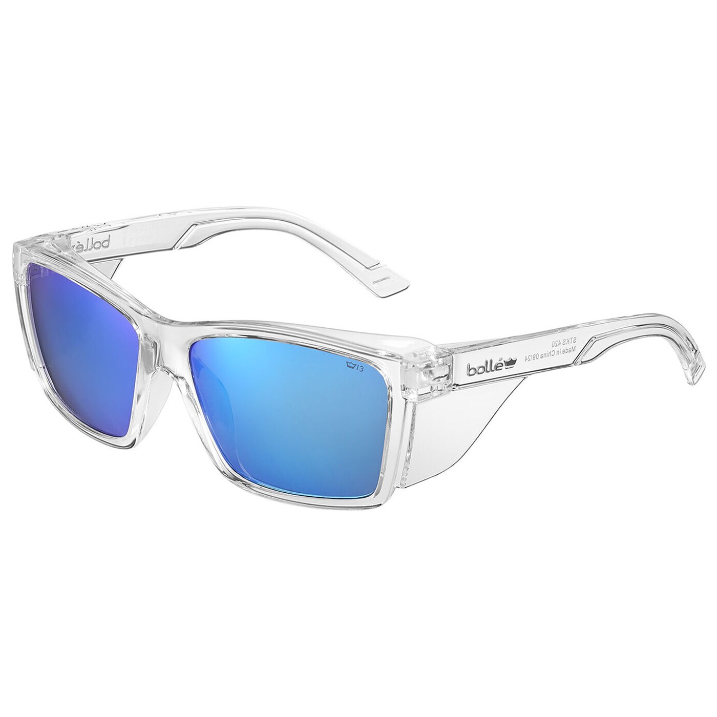 Bolle STKS 420 Glasses - Crystal/Cobalt Flash Polarized