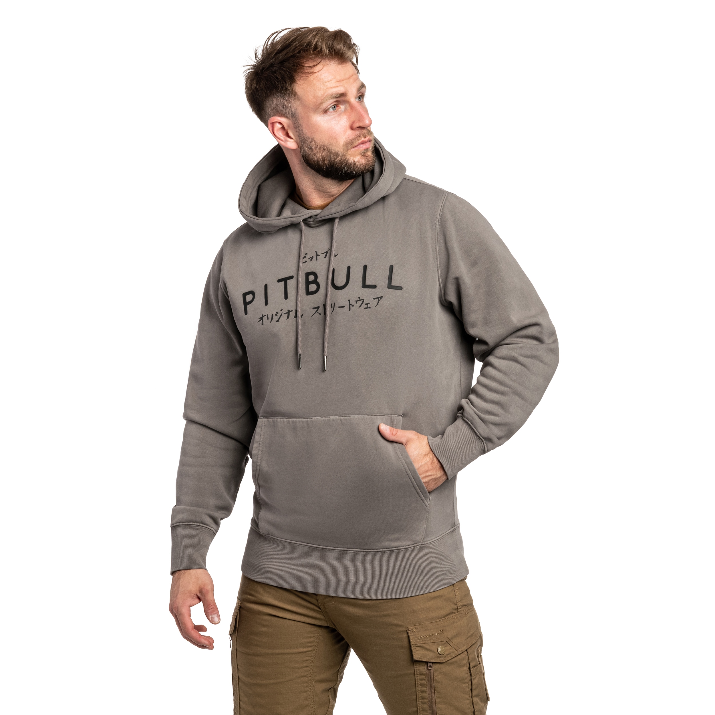 Pitbull Washed MT Fuji Hooded Sweatshirt - Grey