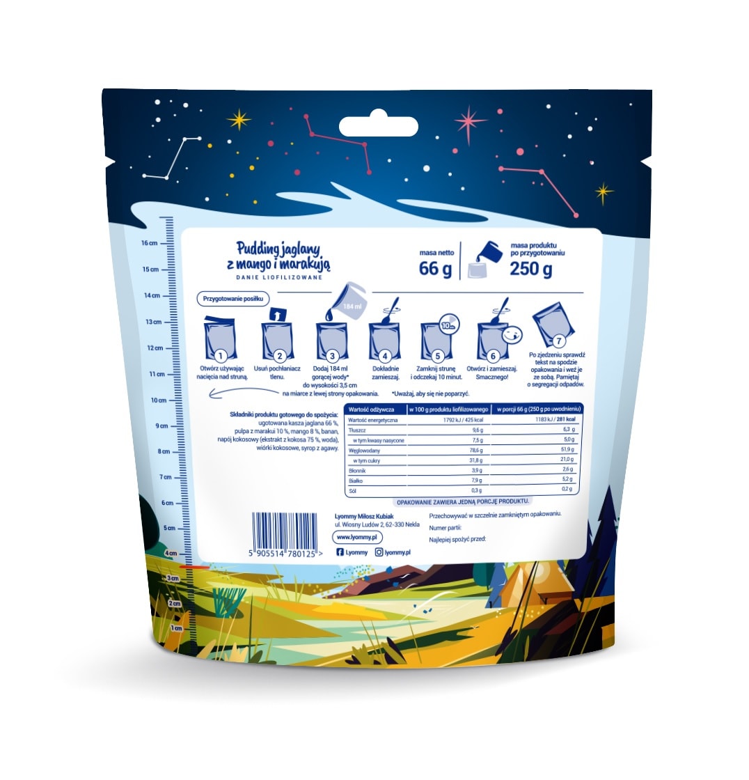 Lyommy Freeze-dried Food Millet Pudding with mango and passion fruit 66 g/281 kcal