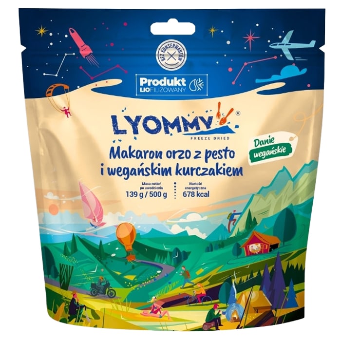 Lyommy Freeze-dried Food Orzo pasta with pesto and vegan chicken 139 g/678 kcal