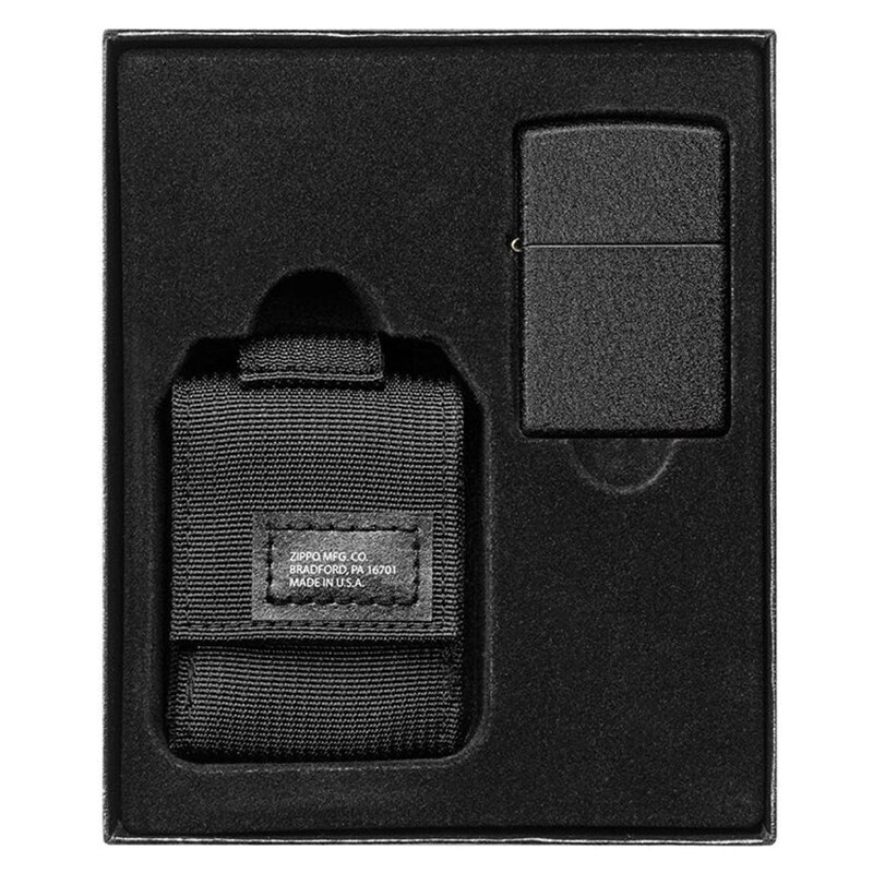 Zippo Crackle Gasoline Lighter with pouch - Black
