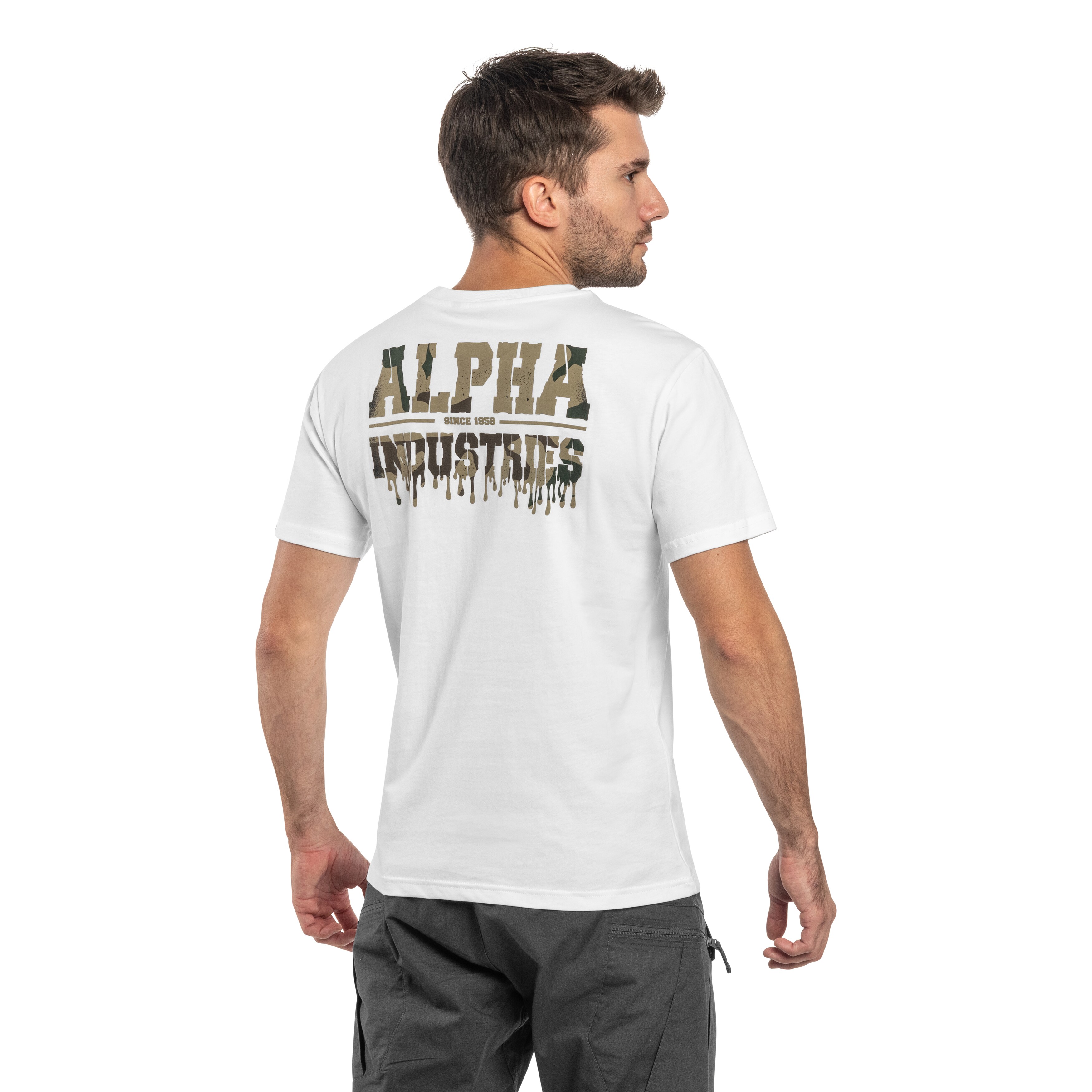 Alpha Dripping Camo Backprint T-shirt - White