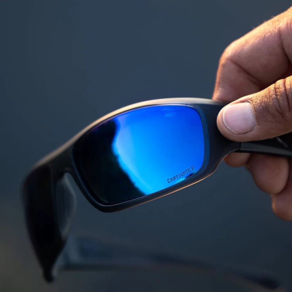 Wiley X Omega Tactical Glasses - Captivate Polarized Blue Mirror/Matt Translucent Black