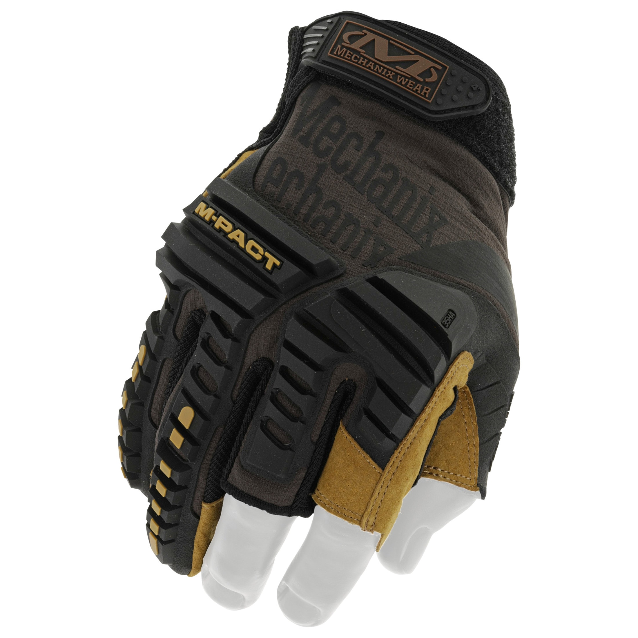 Mechanix Wear M-Pact Fingerless Framer Leather Core 3 Tactical Gloves - Brown