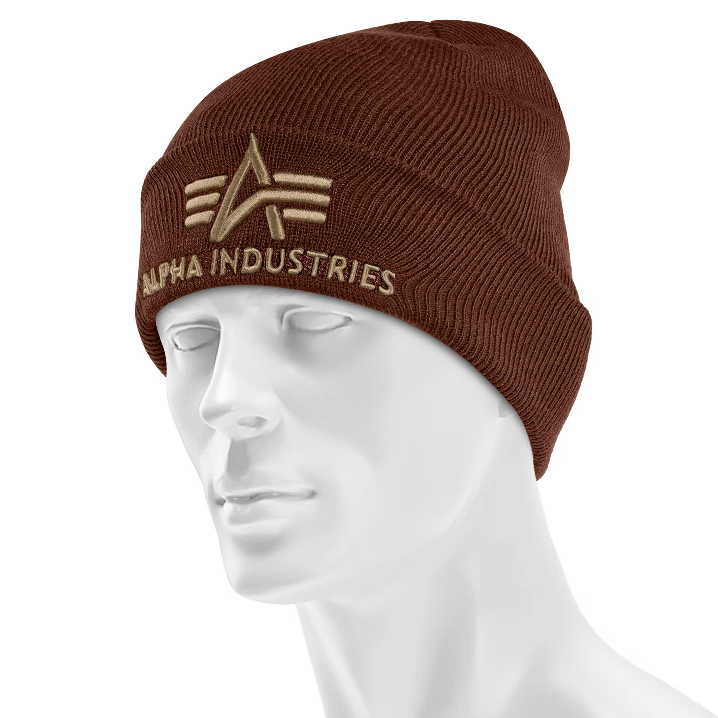 Alpha Industries 3D Beanie Hat - Powder Brown
