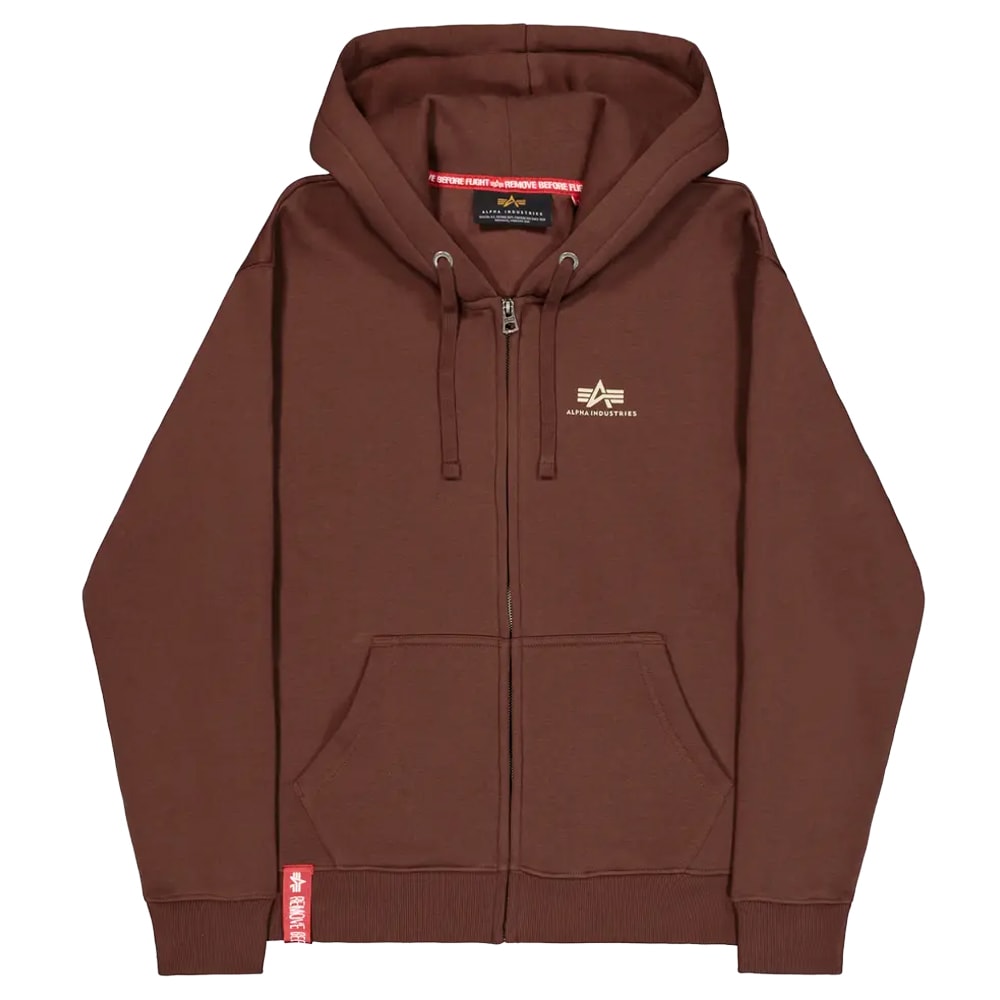 Alpha Industries Basic Zip Hoody Small Logo Sweatshirt - Powder Brown