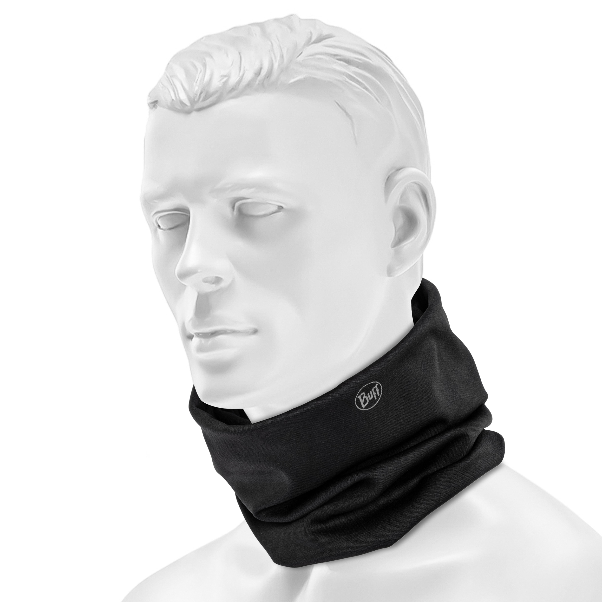 Buff Windproof Solid Protective Neckwear - Black