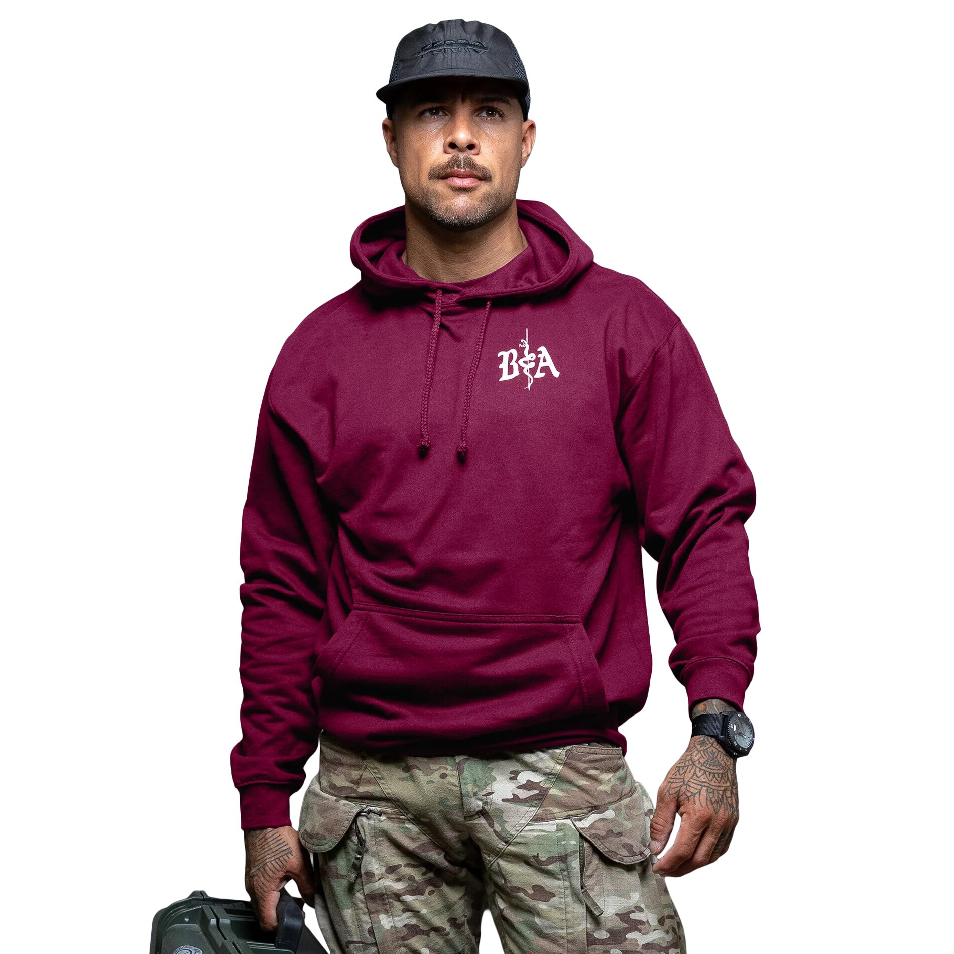 Brothers in Arms St. Michael Hoodie - Bordeaux