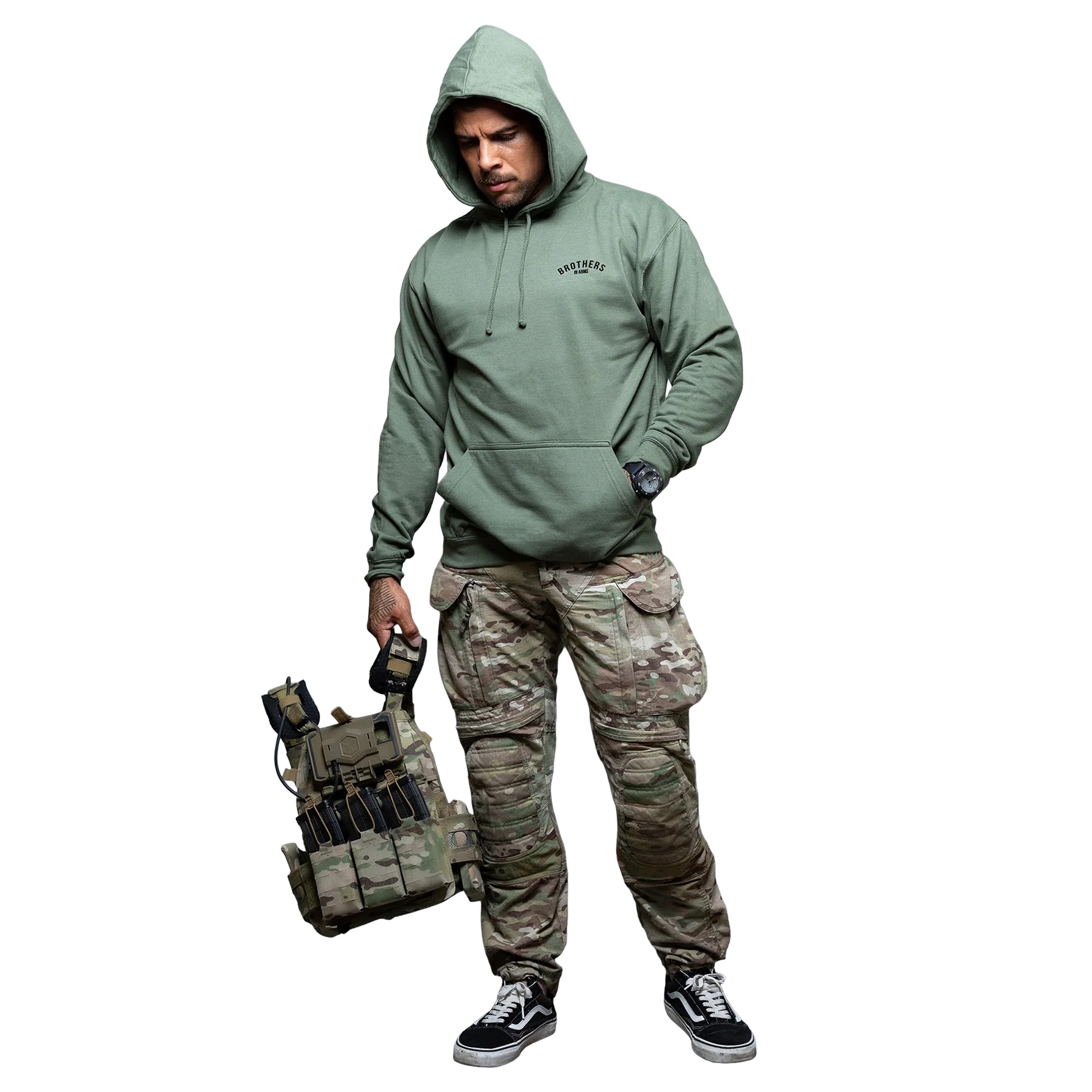Brothers in Arms Team Hoodie Hoodie - Olive