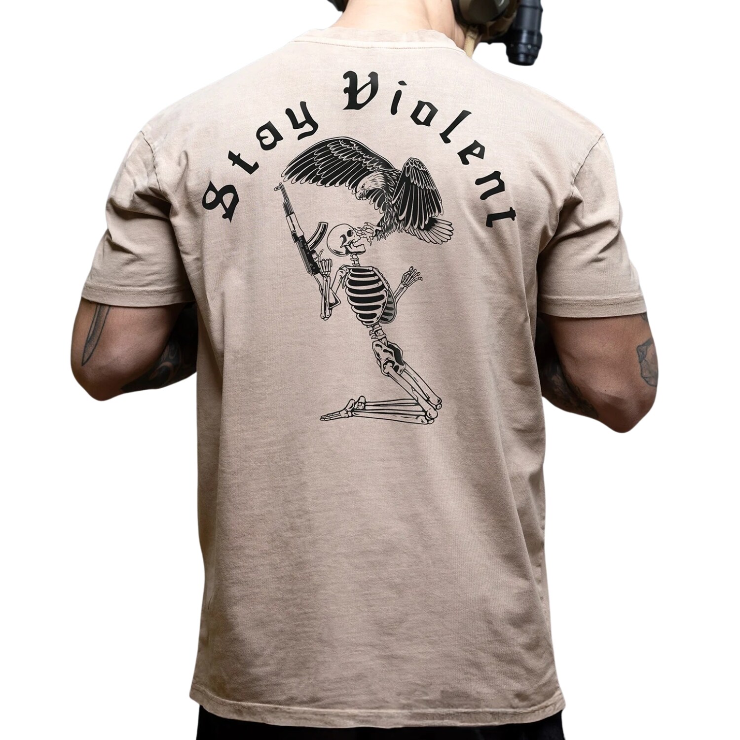 Brothers In Arms Stay Violent Oversized T-Shirt - Coyote