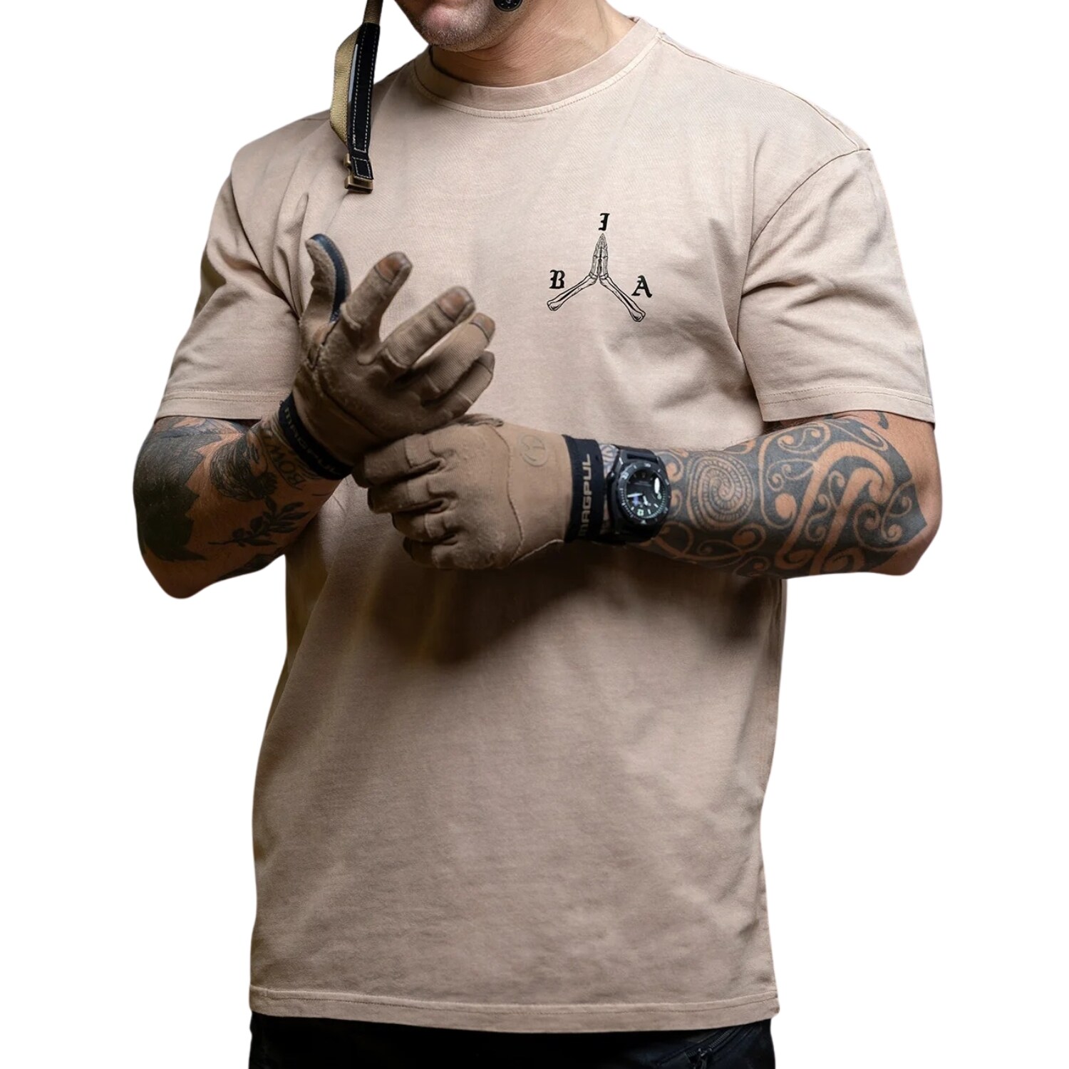 Brothers In Arms Stay Violent Oversized T-Shirt - Coyote
