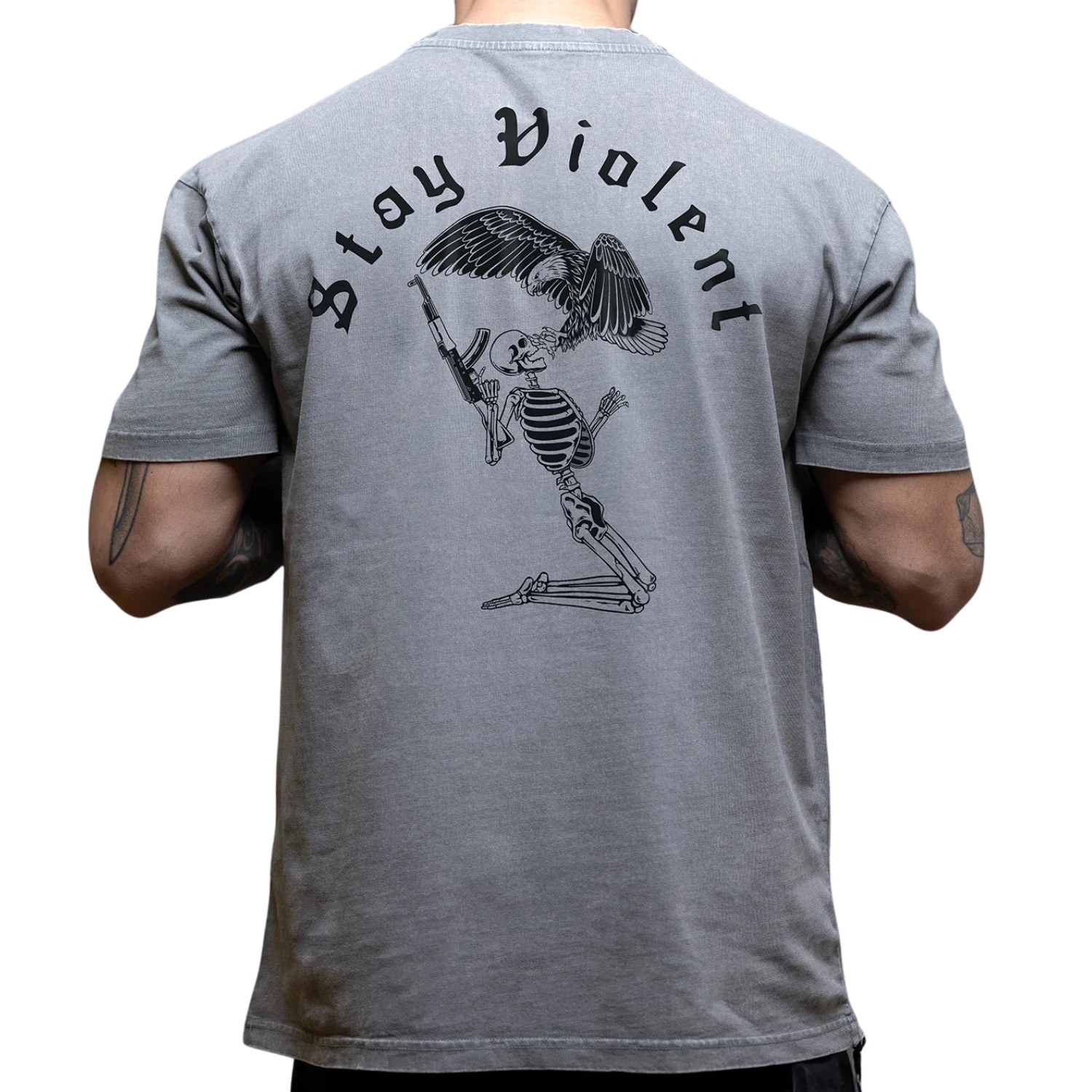 Brothers In Arms Stay Violent Oversized T-Shirt - Grey