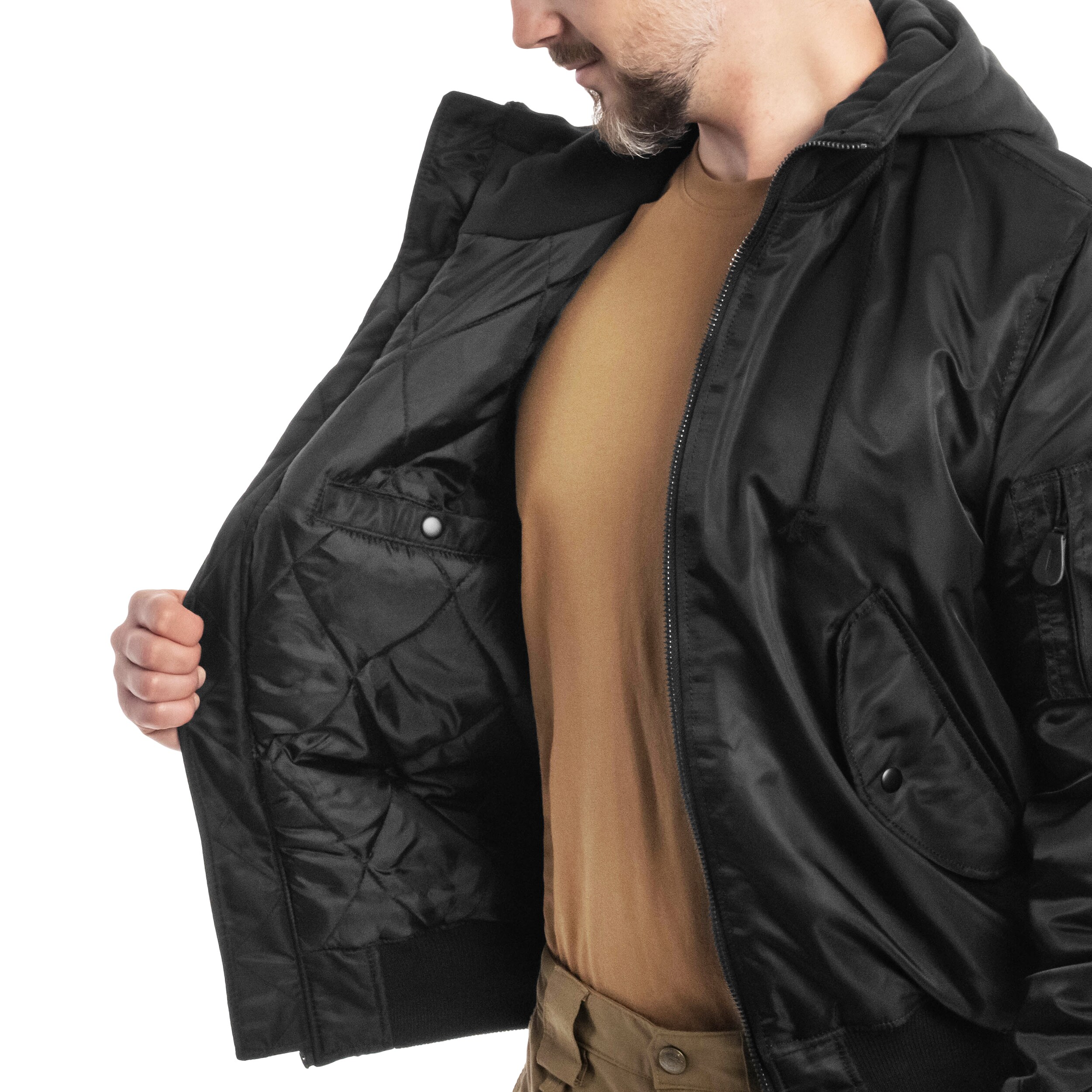 Brandit MA1 Sweat Hooded Jacket - Black