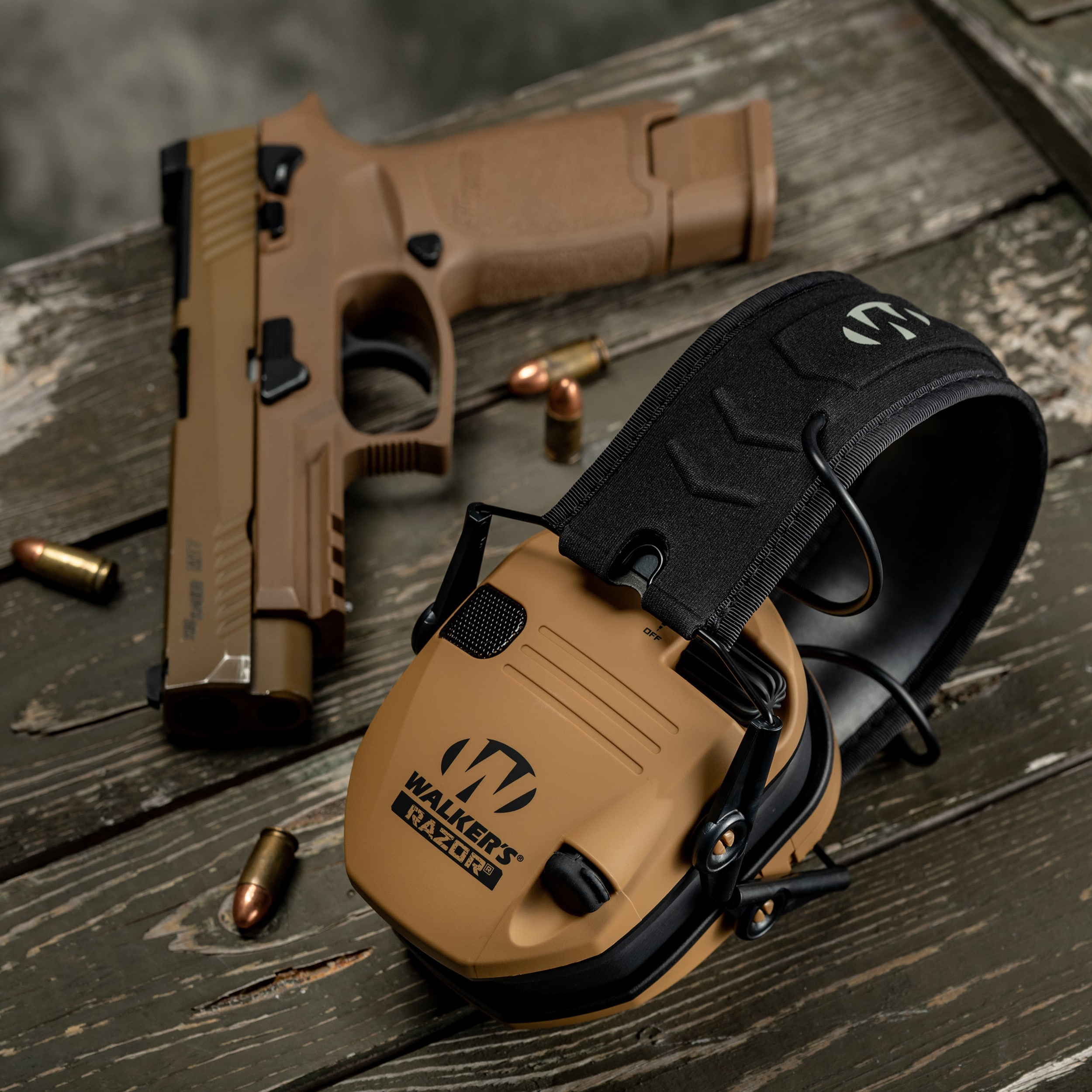 Walker's Razor Slim Hearing Protectors - Battle Brown