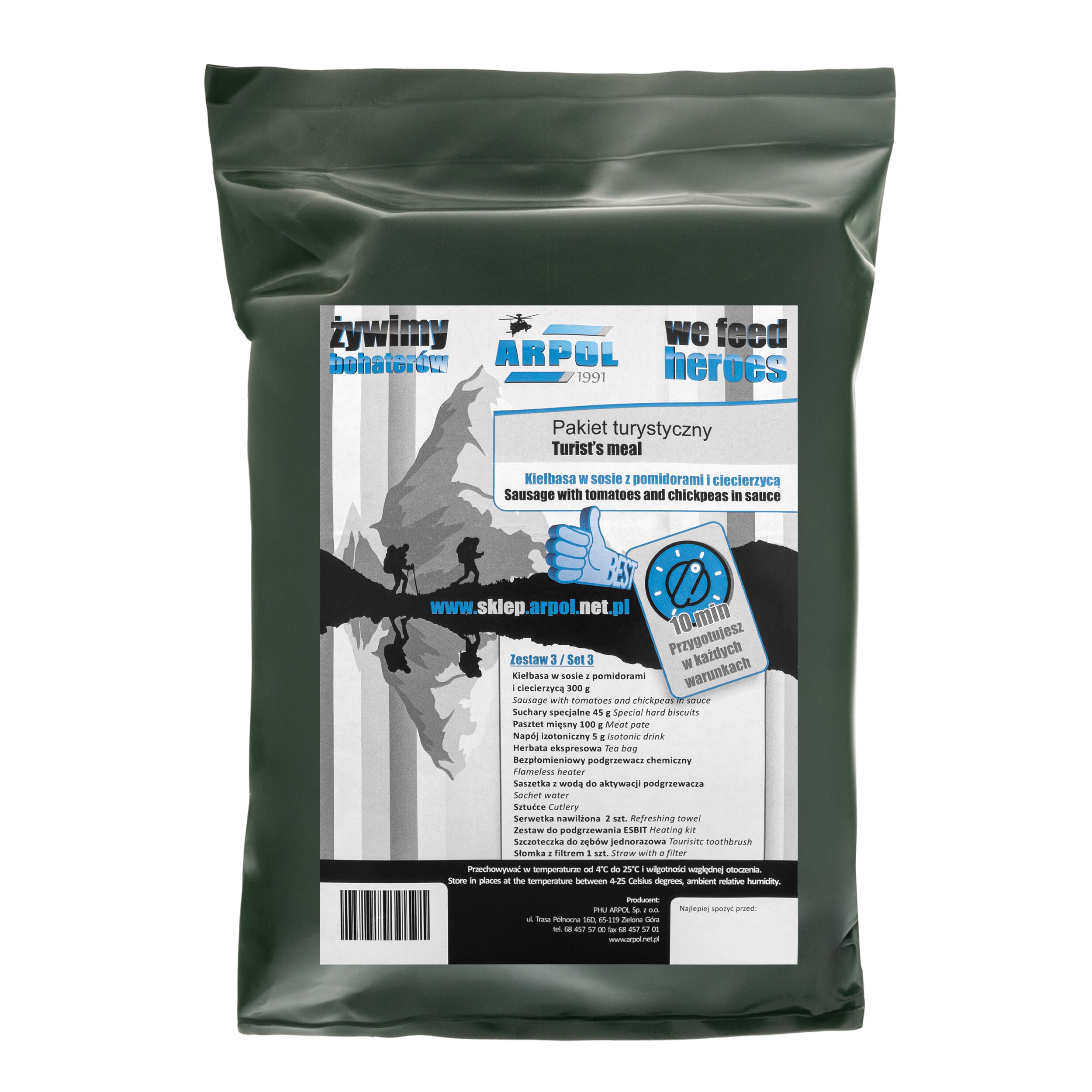 Arpol Travel Package 3 Food Ration - sausage in sauce with tomatoes and chickpeas