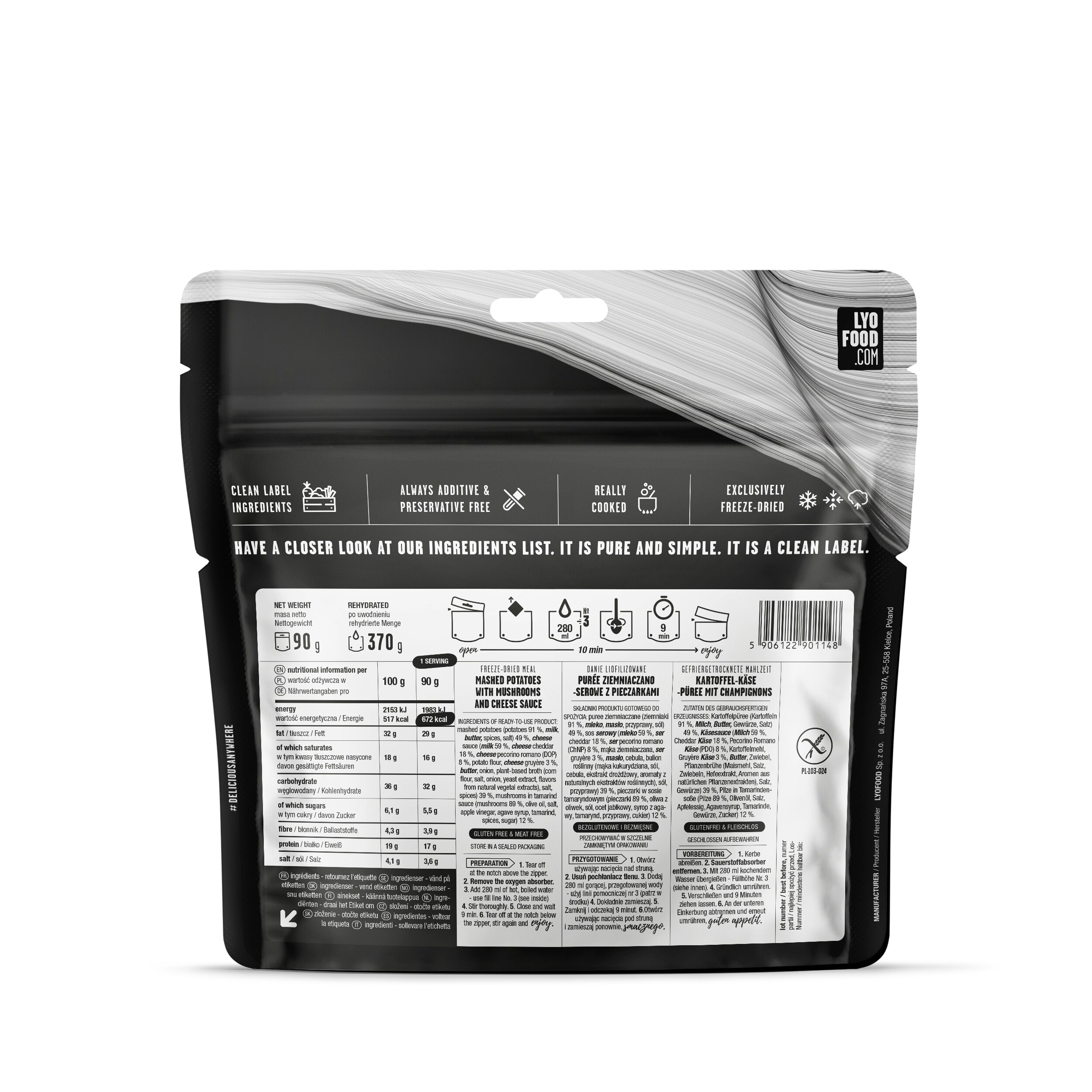 LYOFOOD Freeze-dried food Cheese mashed potatoes with mushrooms 370 g