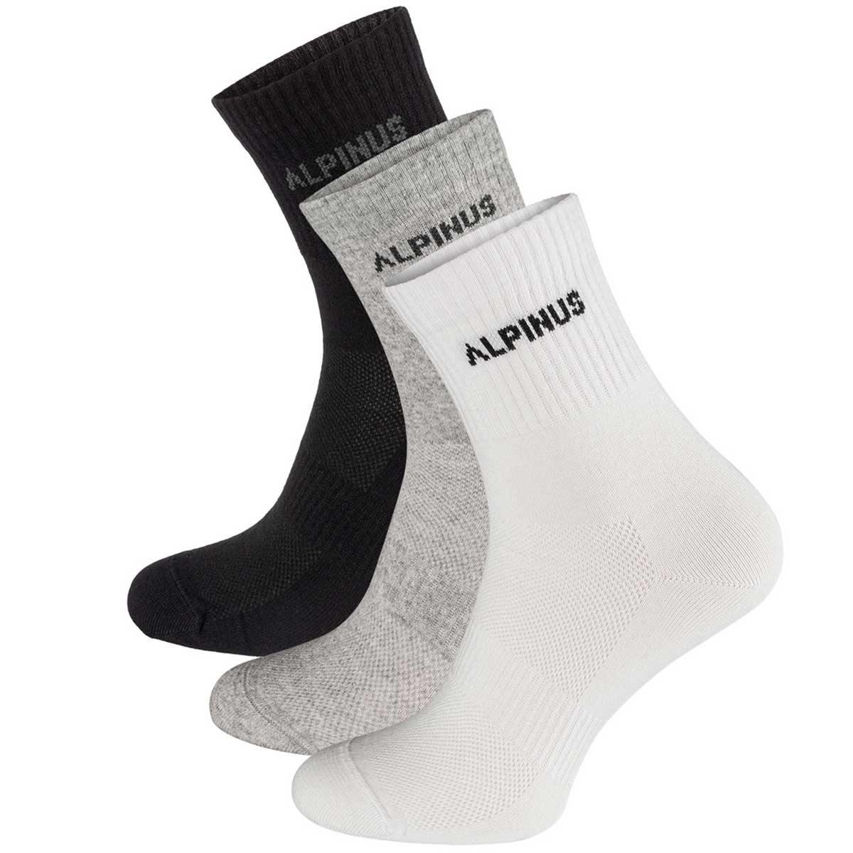 Alpinus Alpamayo Socks Colour - 3 Pairs - White / Black / Grey
